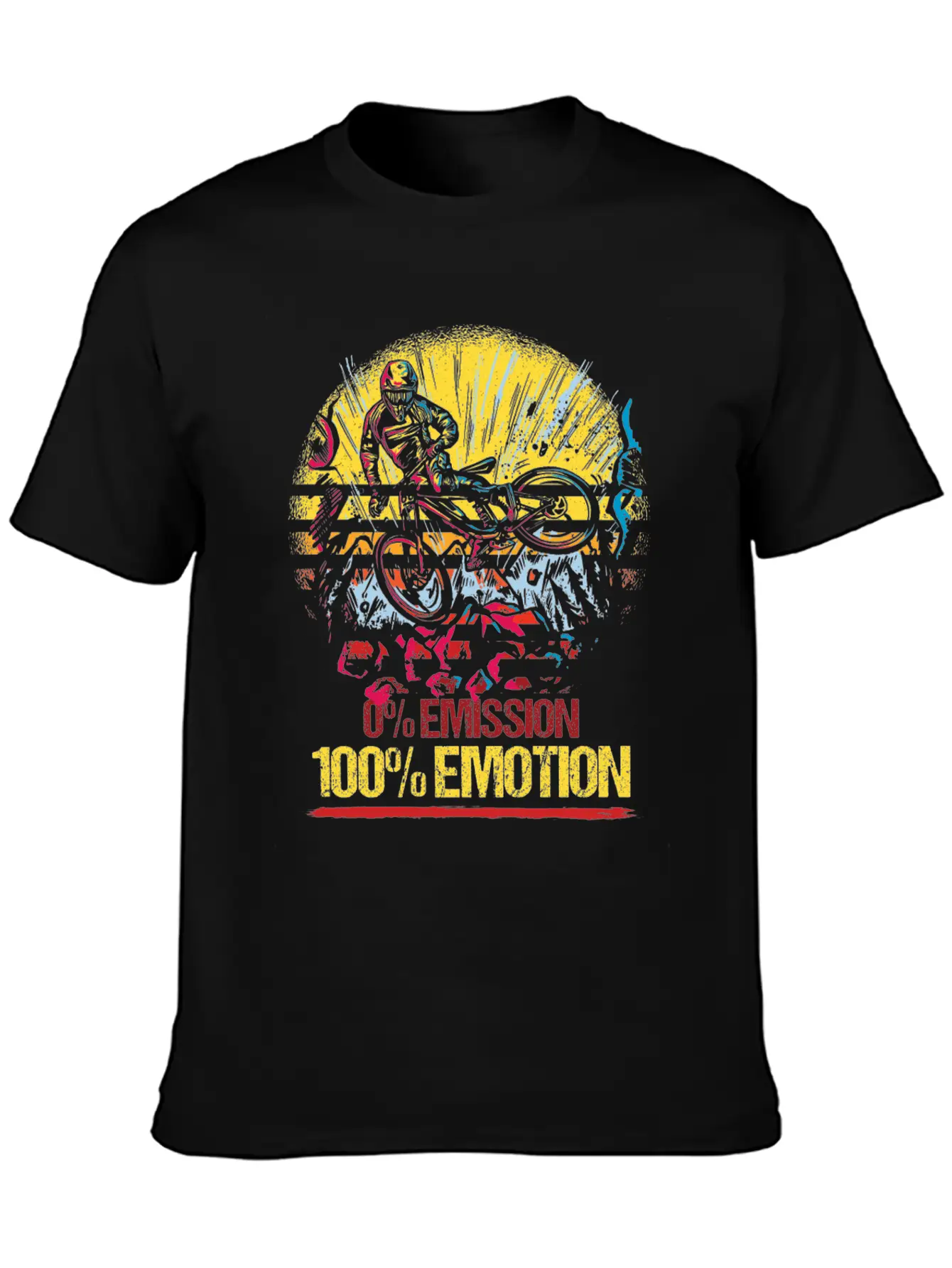 0% Emission 100% Emotion Bicycle Biker Mountain Unisex Casual T-Shirt – Clean Design For Daily Comfort