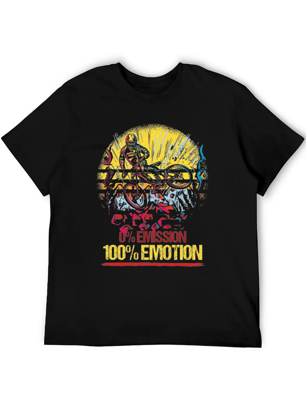 0% Emission 100% Emotion Bicycle Biker Mountain Unisex Casual T-Shirt – Clean Design For Daily Comfort