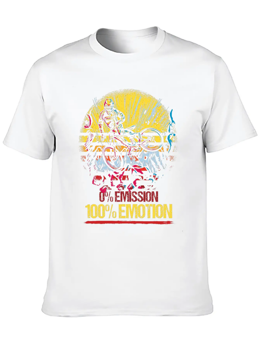 0% Emission 100% Emotion Bicycle Biker Mountain Unisex Casual T-Shirt – Clean Design For Daily Comfort