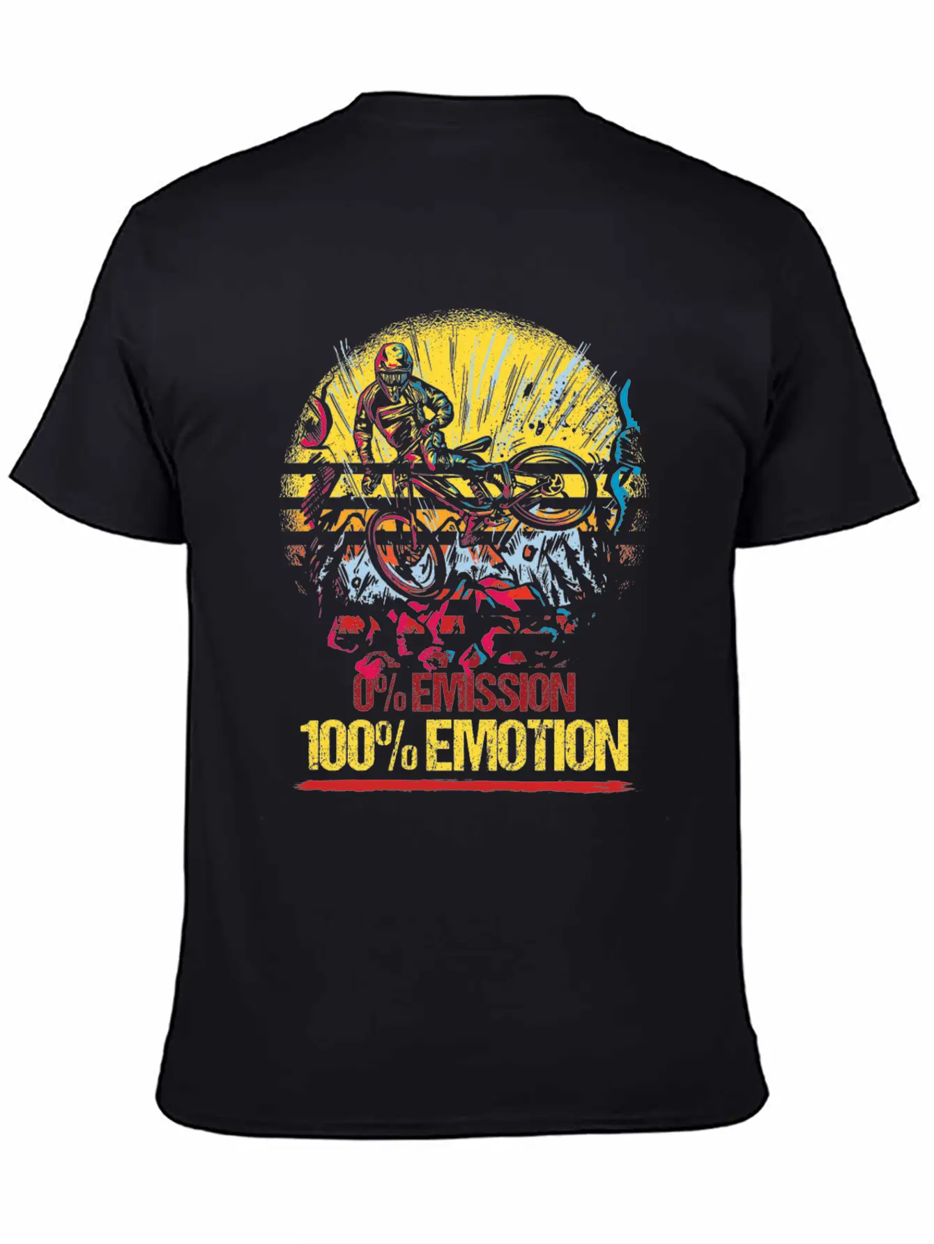 0% Emission 100% Emotion Bicycle Biker Mountain Unisex Casual T-Shirt – Clean Design For Daily Comfort