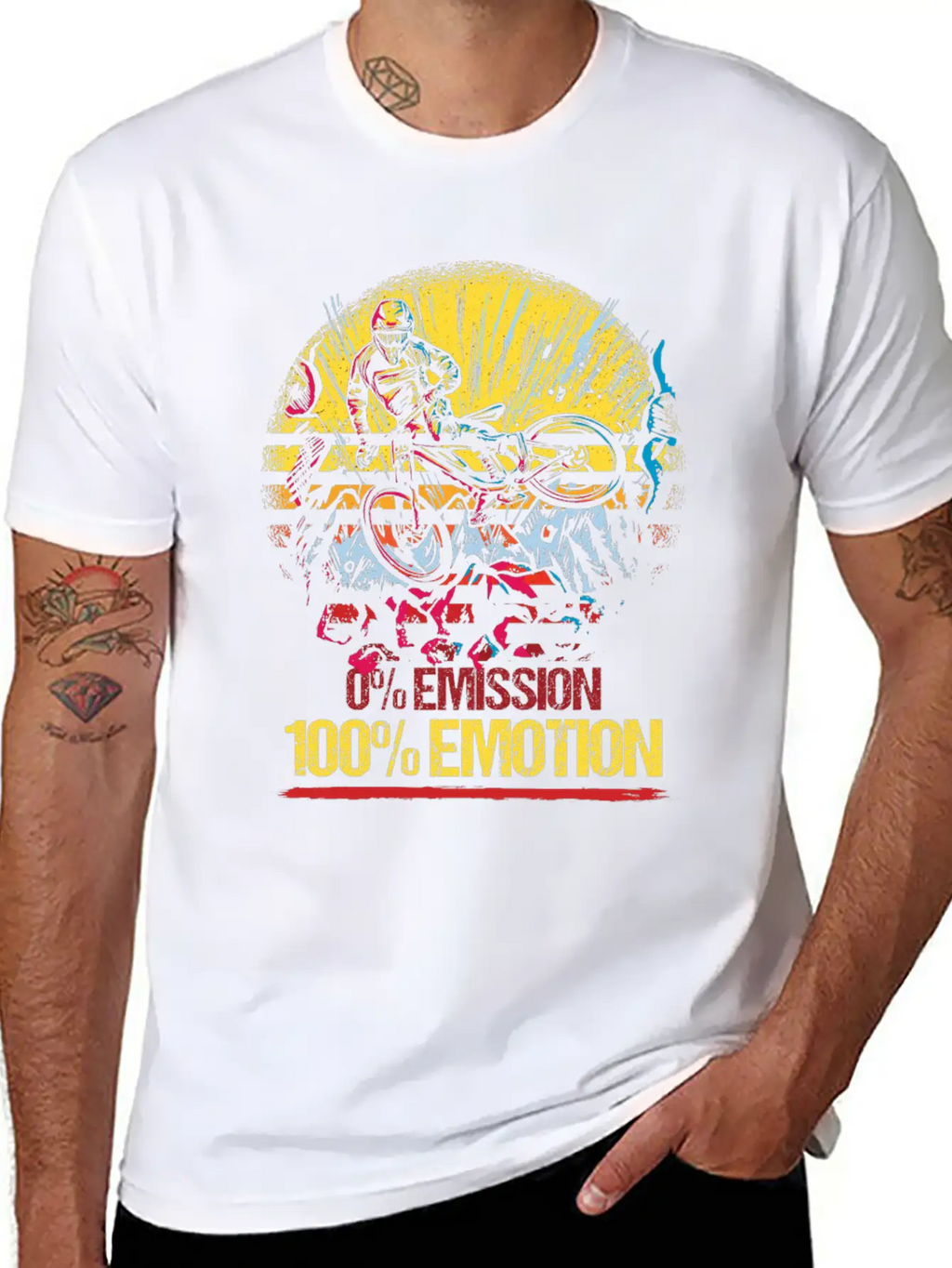 0% Emission 100% Emotion Bicycle Biker Mountain Unisex Casual T-Shirt – Clean Design For Daily Comfort
