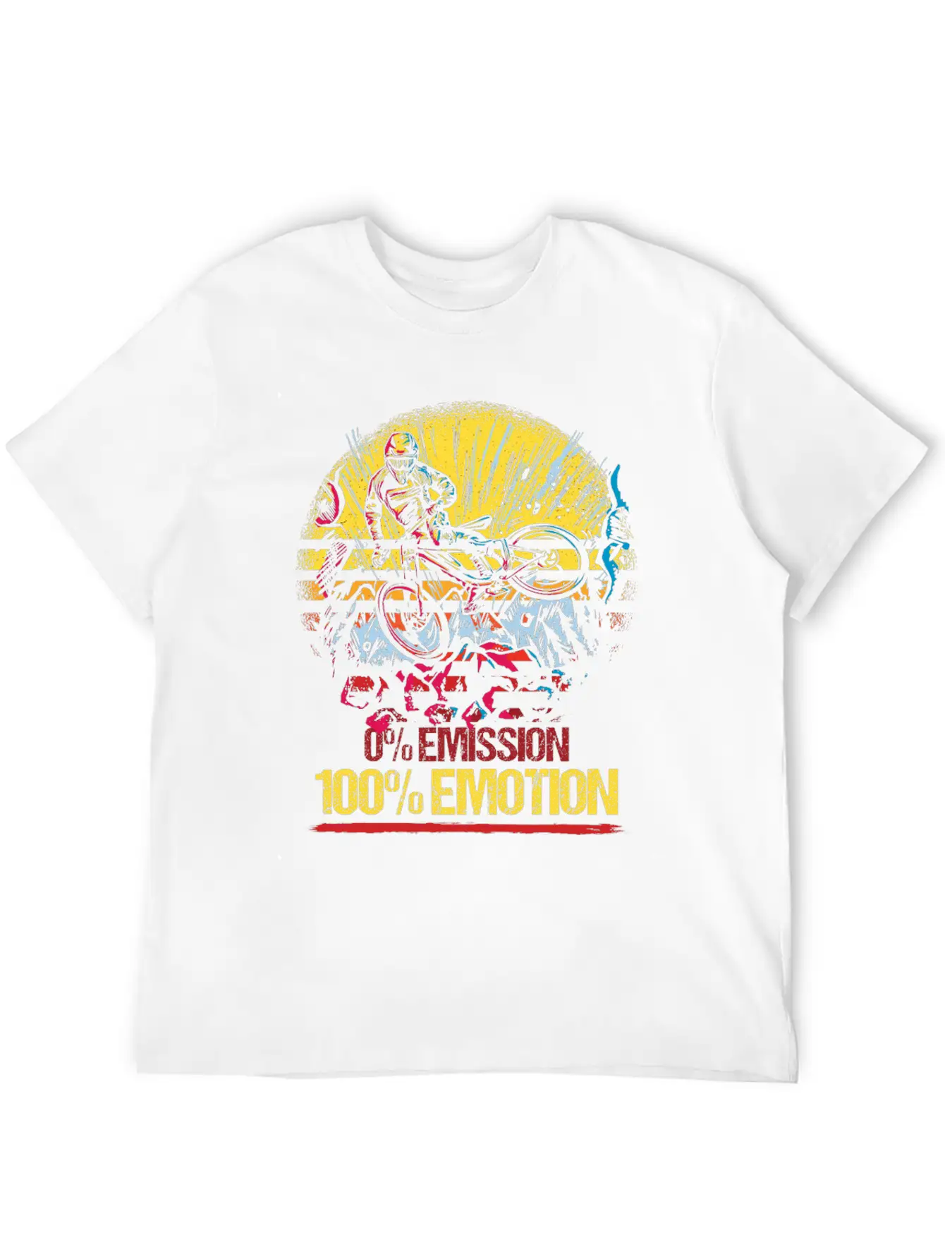 0% Emission 100% Emotion Bicycle Biker Mountain Unisex Casual T-Shirt – Clean Design For Daily Comfort