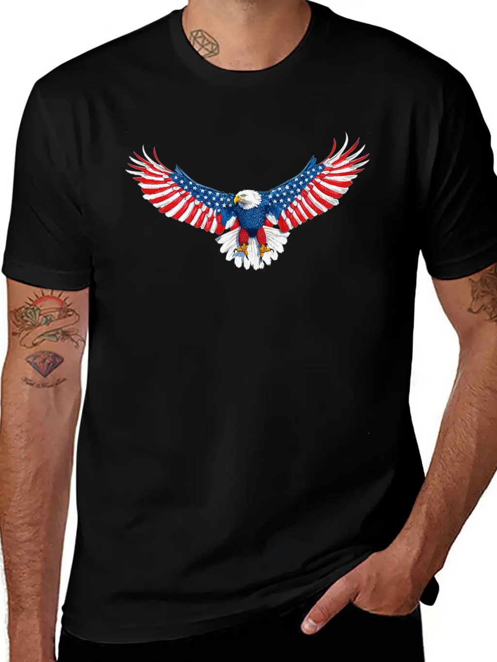 090 940 American Flag Eagle Essential Unisex Summer Tee – Soft Cotton Casual Fit