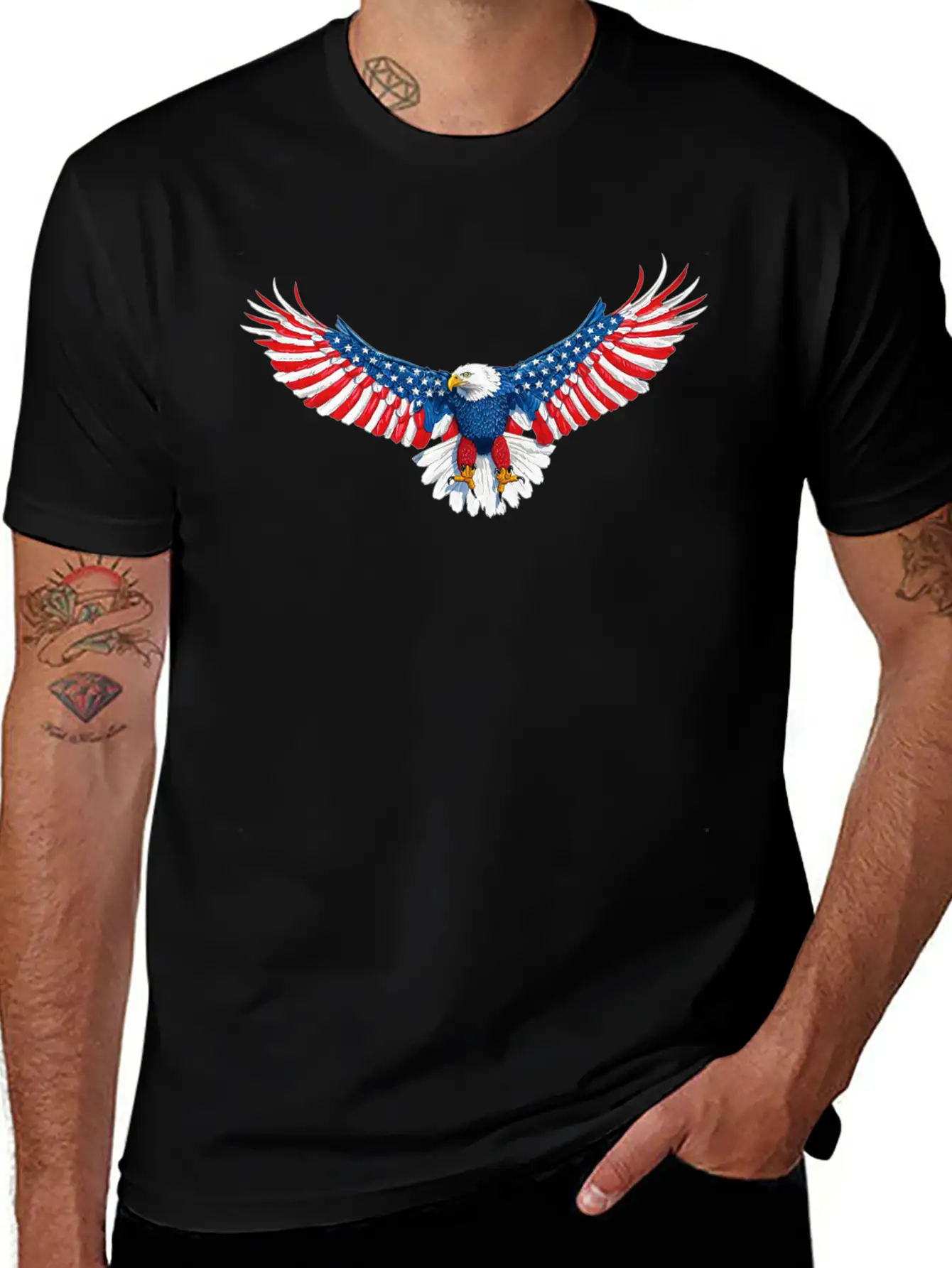 090 940 American Flag Eagle Essential Unisex Summer Tee – Soft Cotton Casual Fit