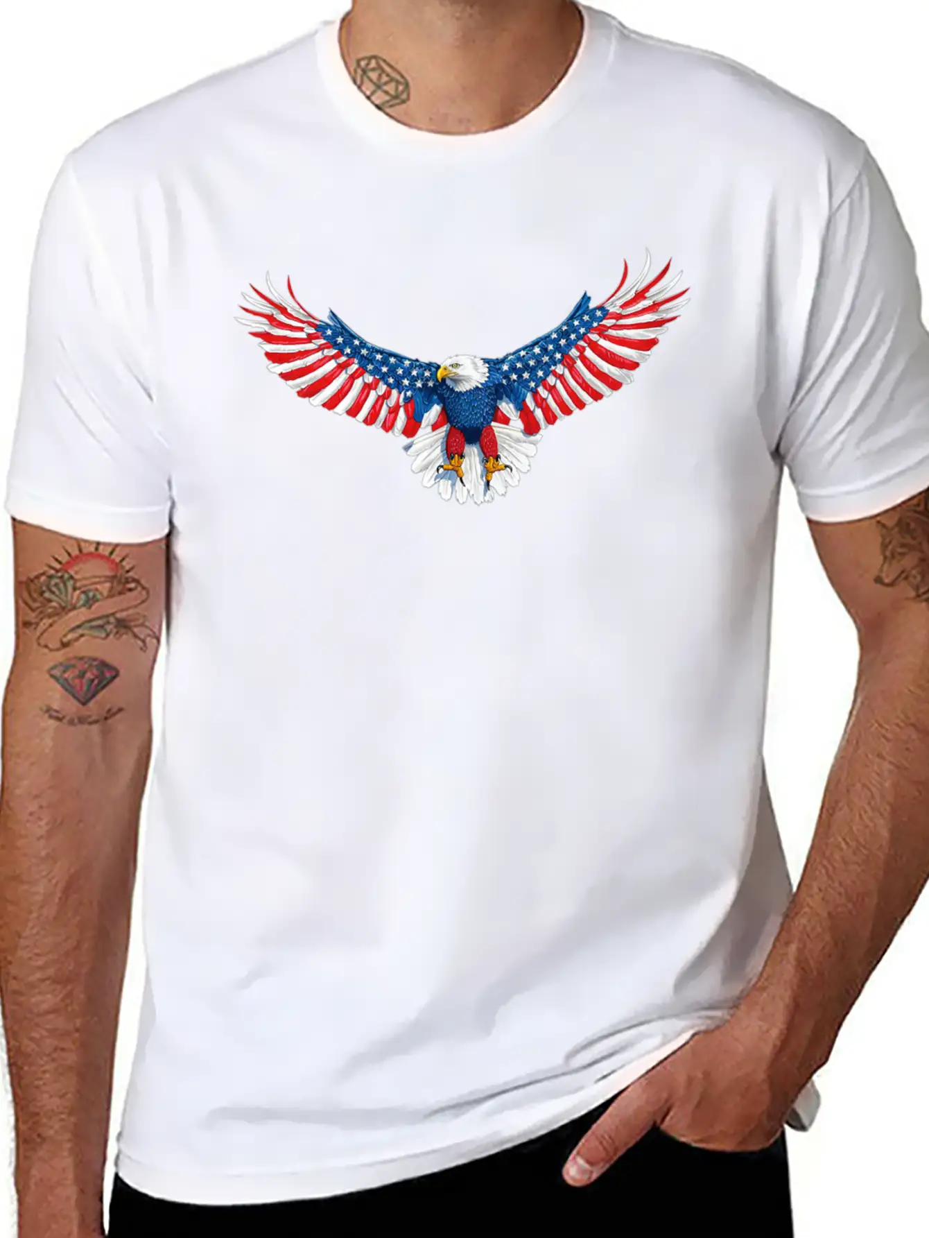 090 940 American Flag Eagle Essential Unisex Summer Tee – Soft Cotton Casual Fit
