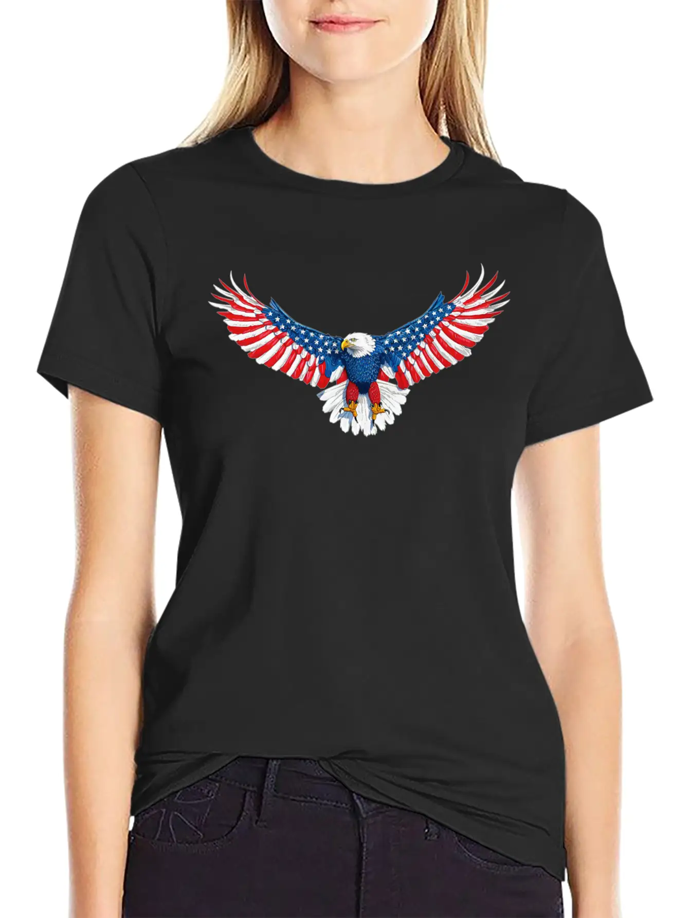 090 940 American Flag Eagle Essential Unisex Summer Tee – Soft Cotton Casual Fit