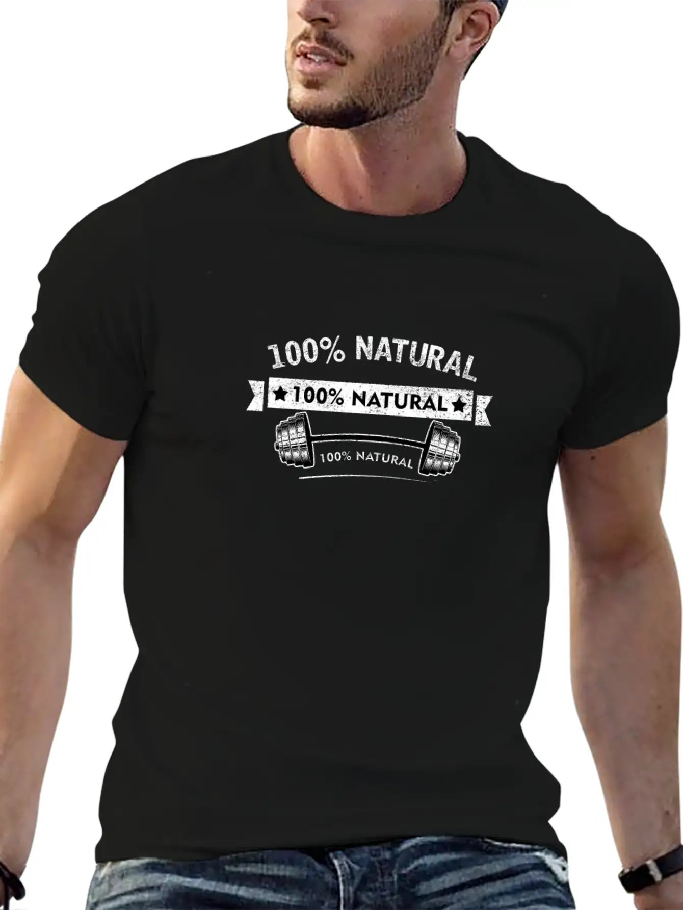 100% Natural Body Builder Unisex Short Sleeve Soft Cotton T-Shirt – Casual Everyday Wear