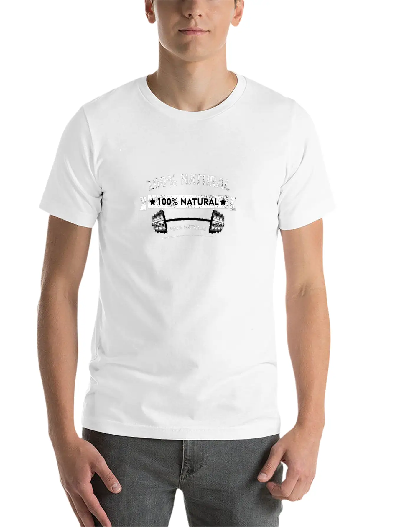 100% Natural Body Builder Unisex Short Sleeve Soft Cotton T-Shirt – Casual Everyday Wear