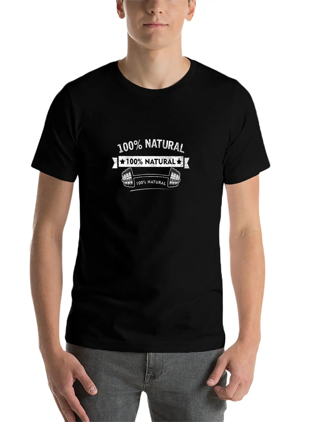 100% Natural Body Builder Unisex Short Sleeve Soft Cotton T-Shirt – Casual Everyday Wear