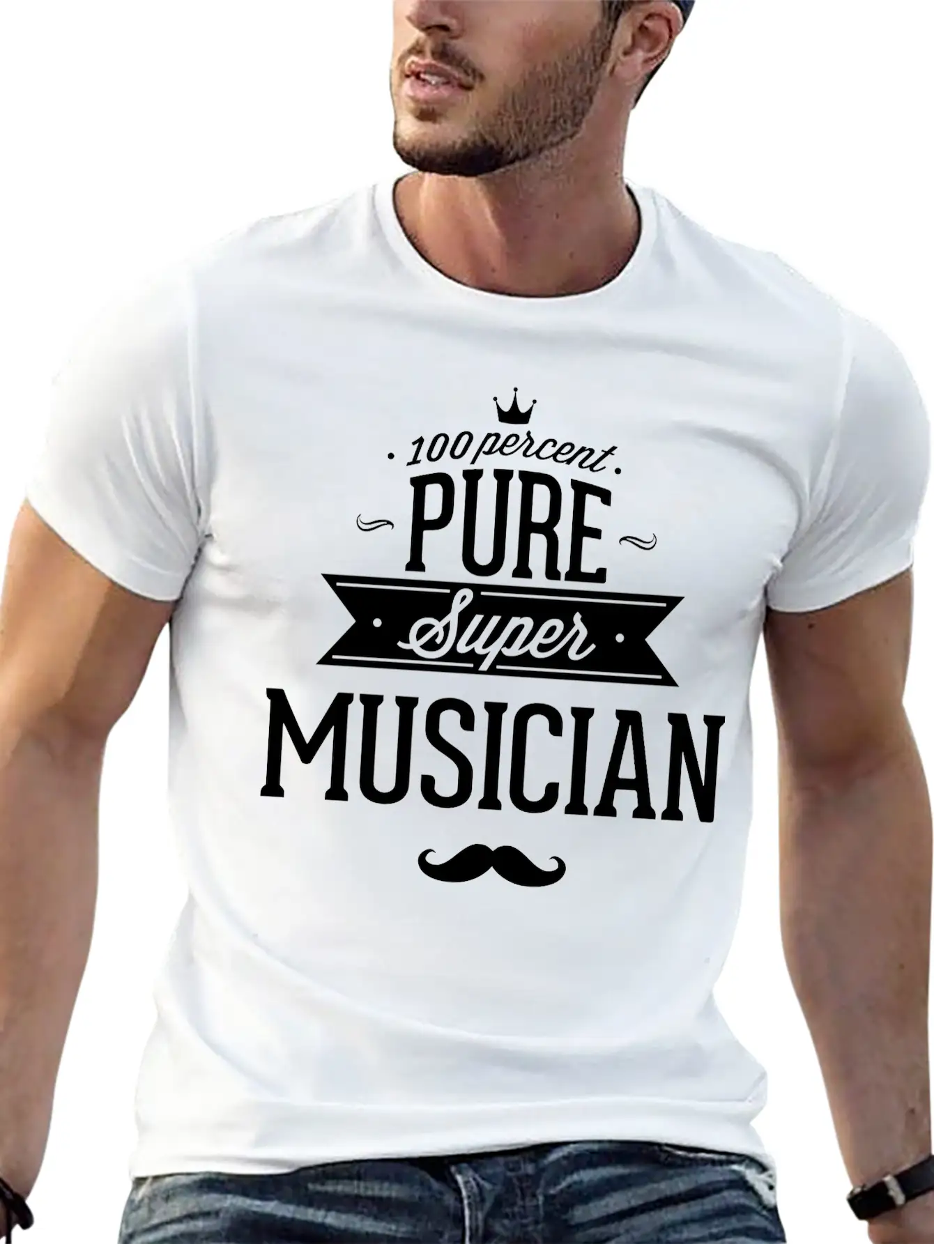 100 Percent Pure Super Musician Classic Fit Graphic Tee For Daily Comfort – Unisex Cotton Shirt