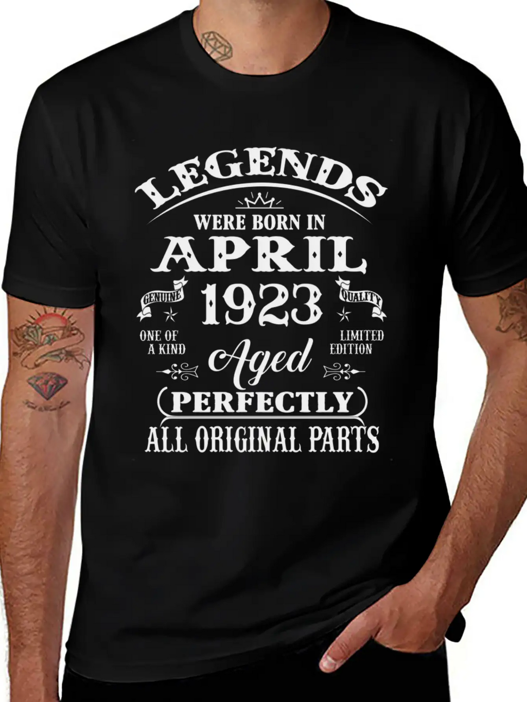 100Th Legends Born In April 1923 100 Yr Old Unisex Short Sleeve Soft Cotton T-Shirt – Casual Everyday Wear