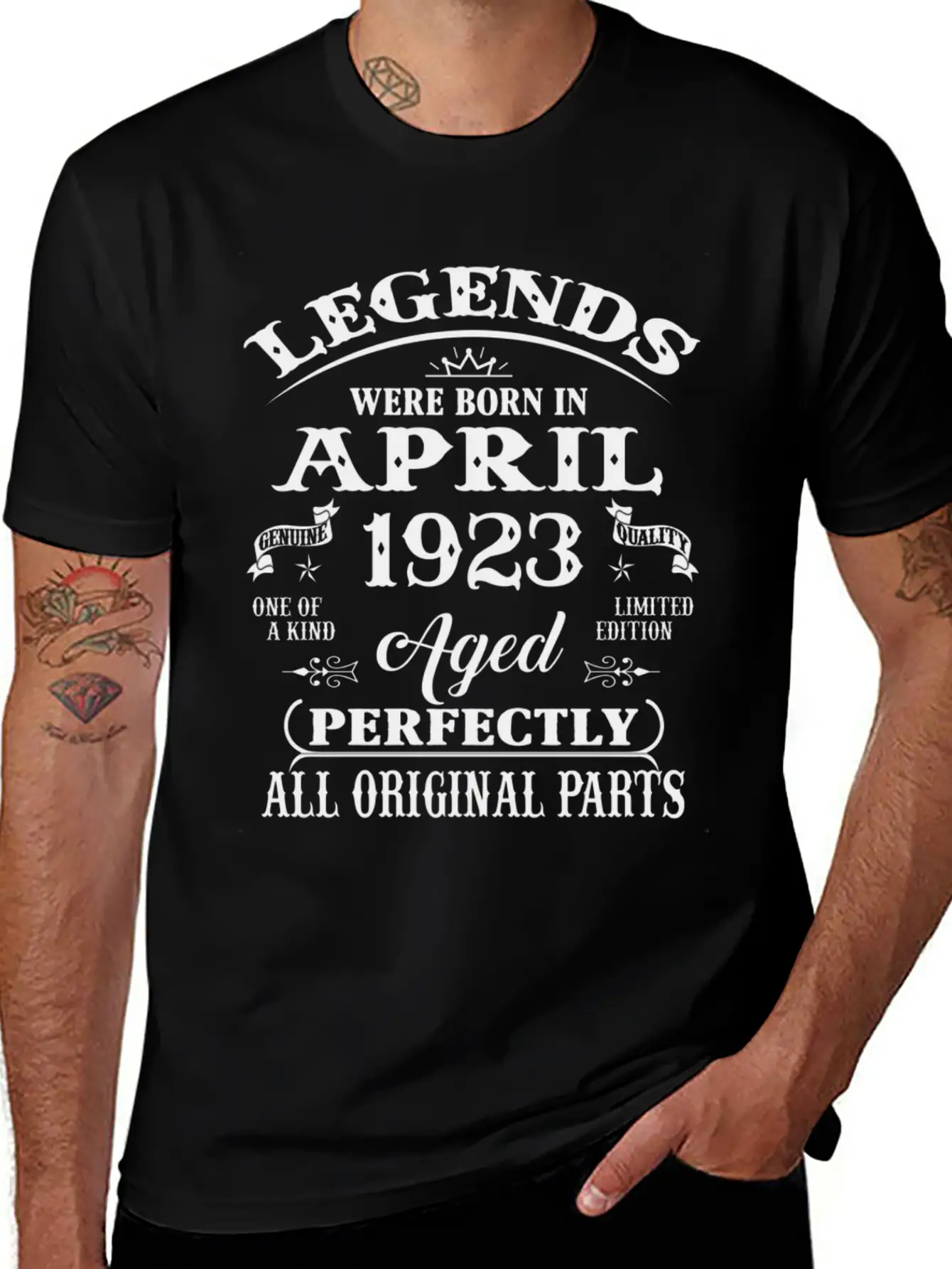 100Th Legends Born In April 1923 100 Yr Old Unisex Short Sleeve Soft Cotton T-Shirt – Casual Everyday Wear