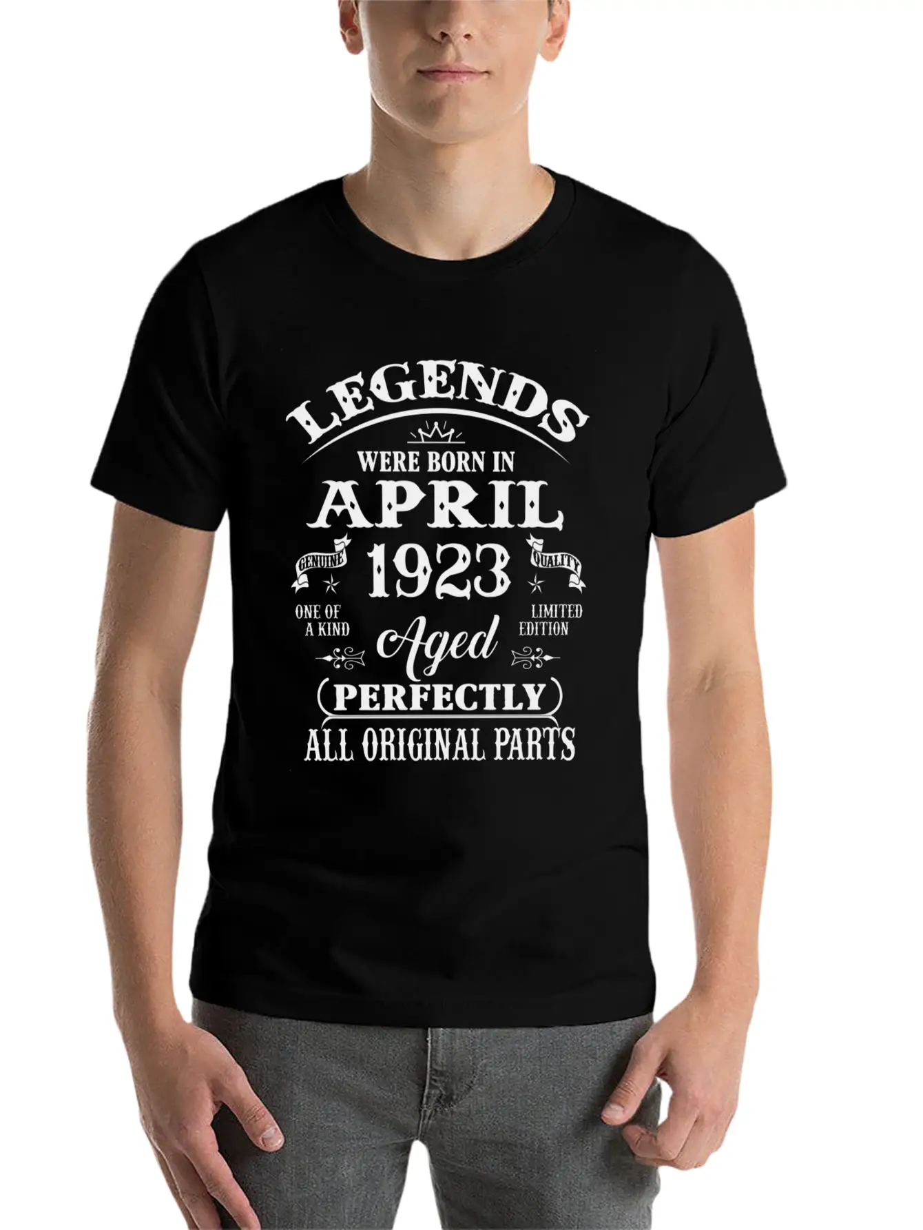 100Th Legends Born In April 1923 100 Yr Old Unisex Short Sleeve Soft Cotton T-Shirt – Casual Everyday Wear