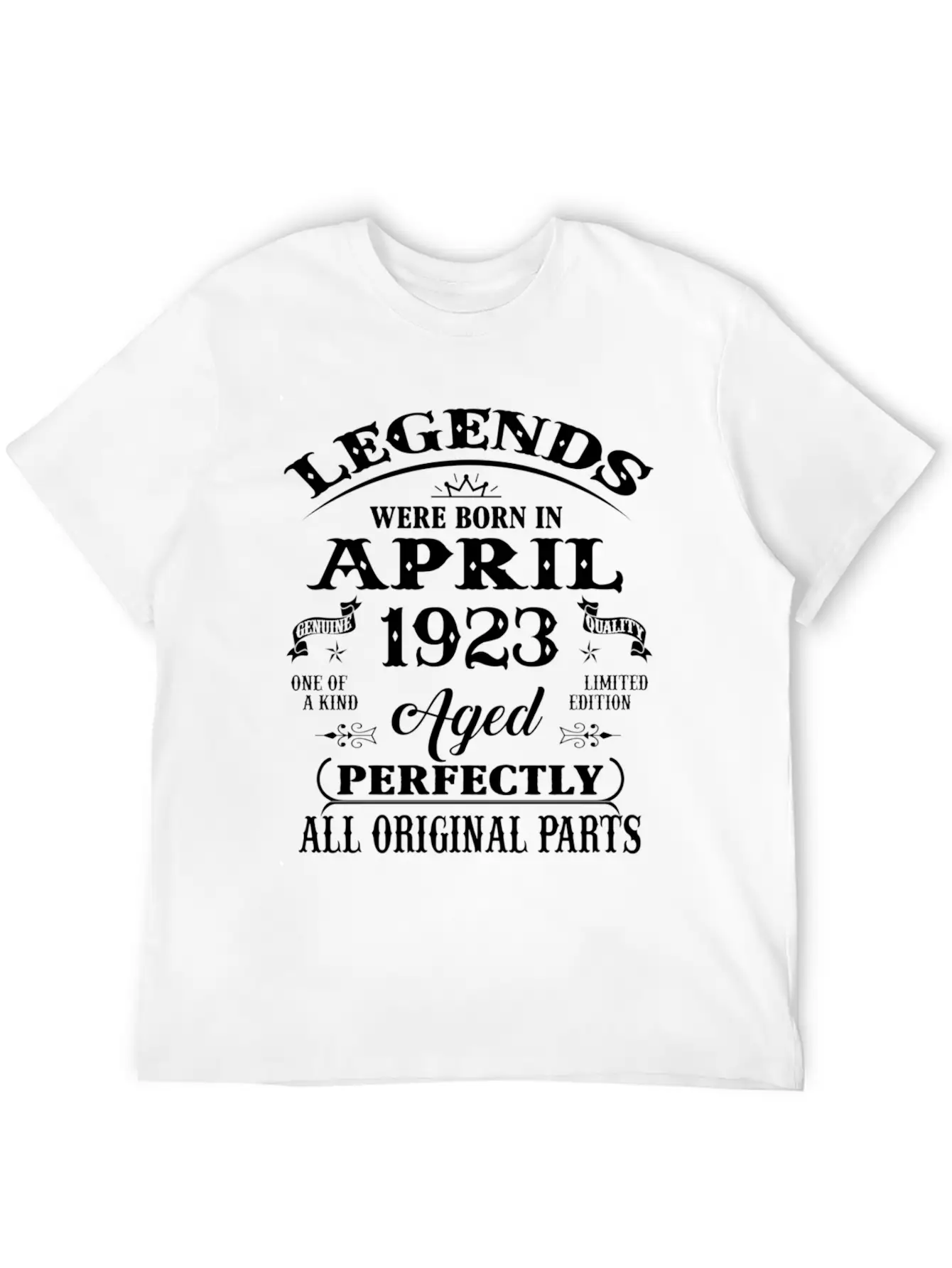 100Th Legends Born In April 1923 100 Yr Old Unisex Short Sleeve Soft Cotton T-Shirt – Casual Everyday Wear