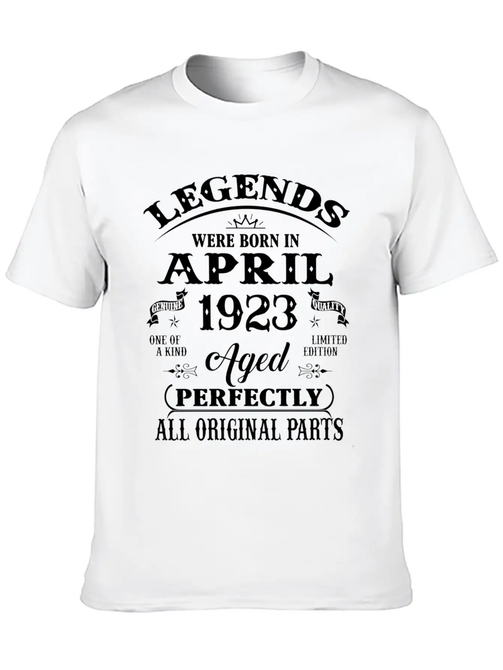 100Th Legends Born In April 1923 100 Yr Old Unisex Short Sleeve Soft Cotton T-Shirt – Casual Everyday Wear