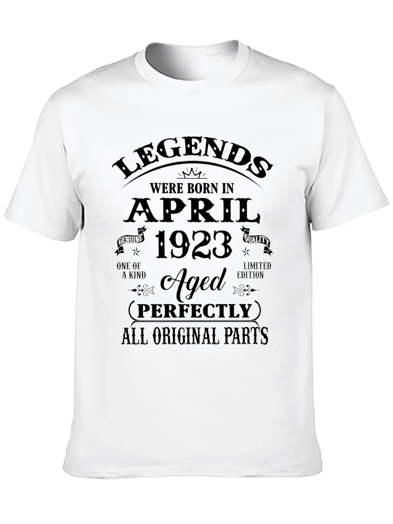 100Th Legends Born In April 1923 100 Yr Old Unisex Short Sleeve Soft Cotton T-Shirt – Casual Everyday Wear