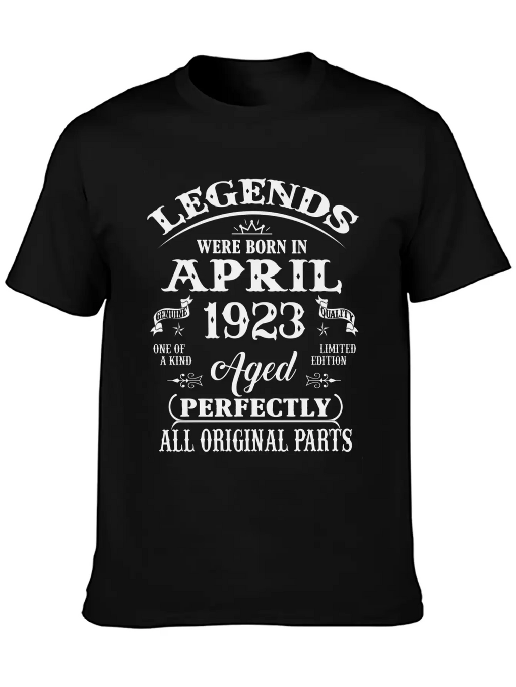 100Th Legends Born In April 1923 100 Yr Old Unisex Short Sleeve Soft Cotton T-Shirt – Casual Everyday Wear