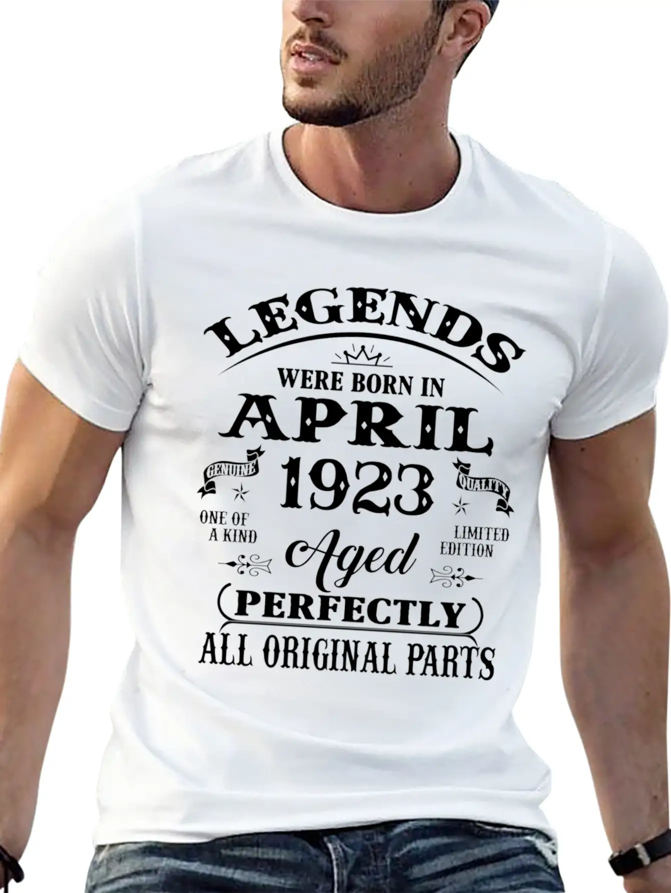 100Th Legends Born In April 1923 100 Yr Old Unisex Short Sleeve Soft Cotton T-Shirt – Casual Everyday Wear