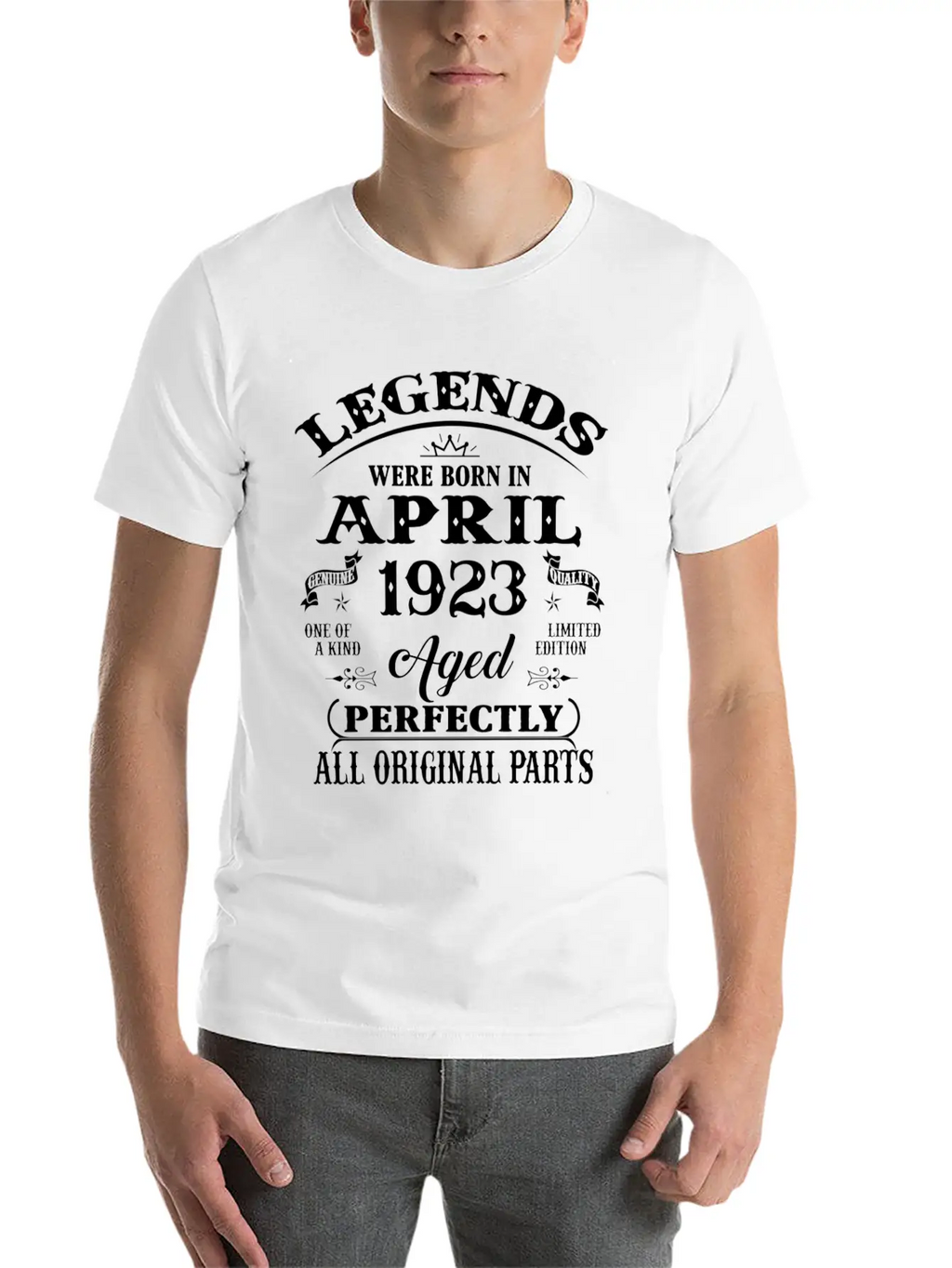 100Th Legends Born In April 1923 100 Yr Old Unisex Short Sleeve Soft Cotton T-Shirt – Casual Everyday Wear
