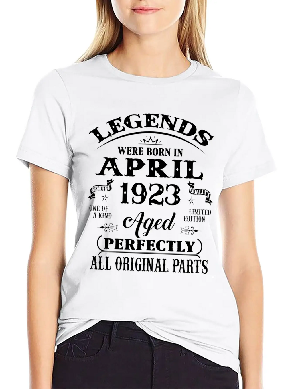 100Th Legends Born In April 1923 100 Yr Old Unisex Short Sleeve Soft Cotton T-Shirt – Casual Everyday Wear