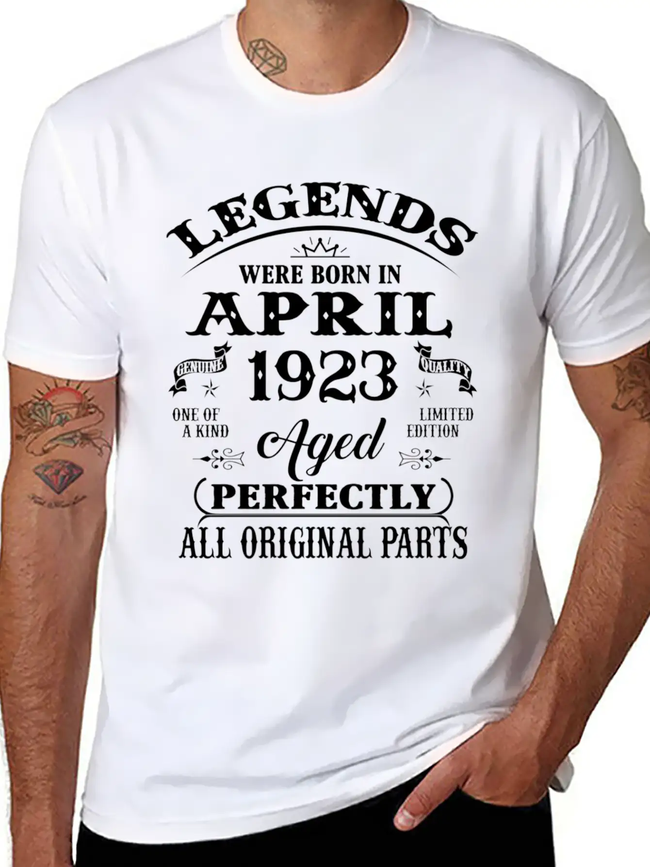 100Th Legends Born In April 1923 100 Yr Old Unisex Short Sleeve Soft Cotton T-Shirt – Casual Everyday Wear