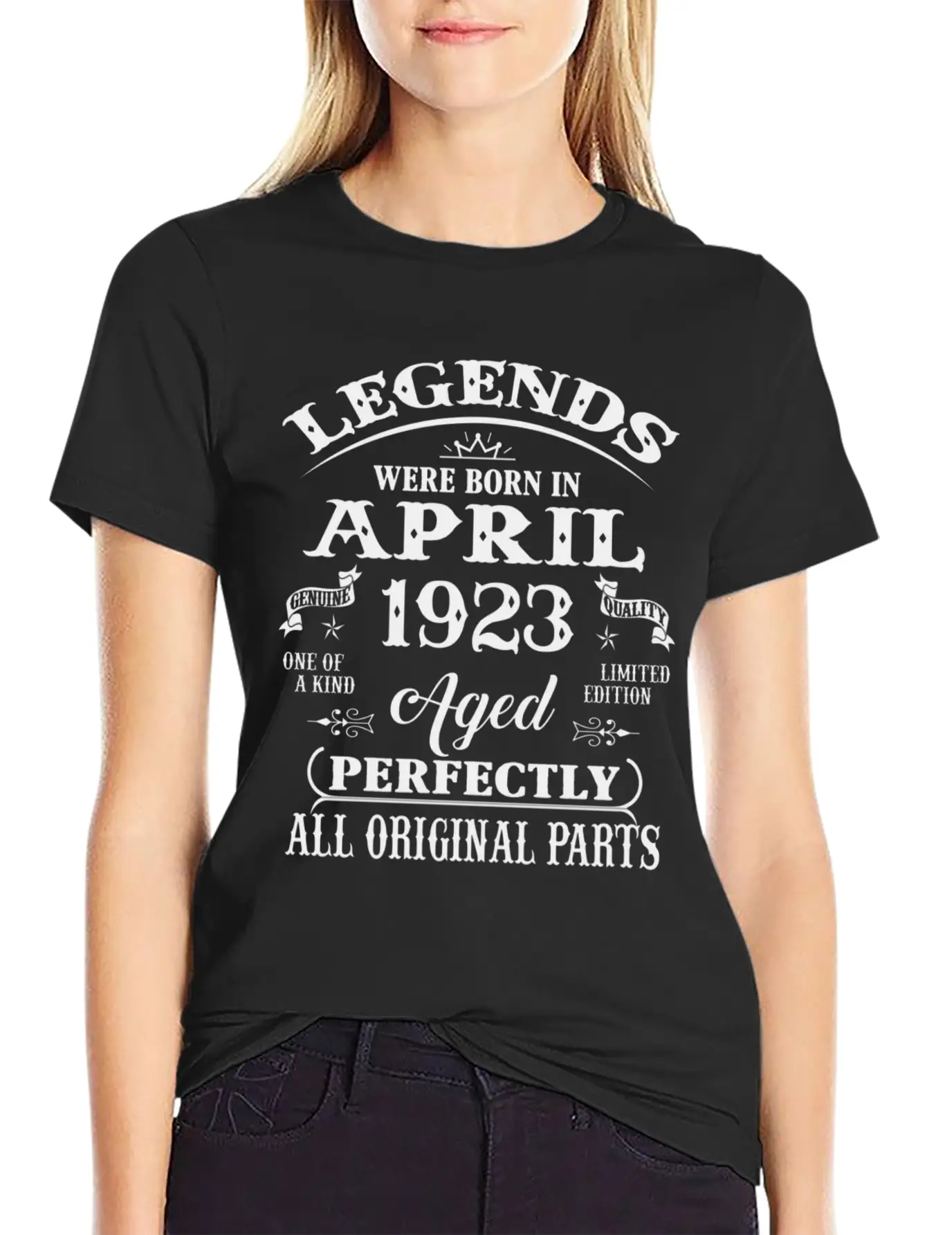 100Th Legends Born In April 1923 100 Yr Old Unisex Short Sleeve Soft Cotton T-Shirt – Casual Everyday Wear
