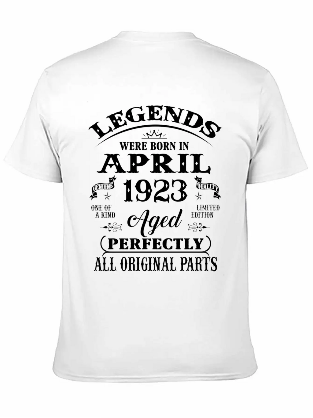 100Th Legends Born In April 1923 100 Yr Old Unisex Short Sleeve Soft Cotton T-Shirt – Casual Everyday Wear