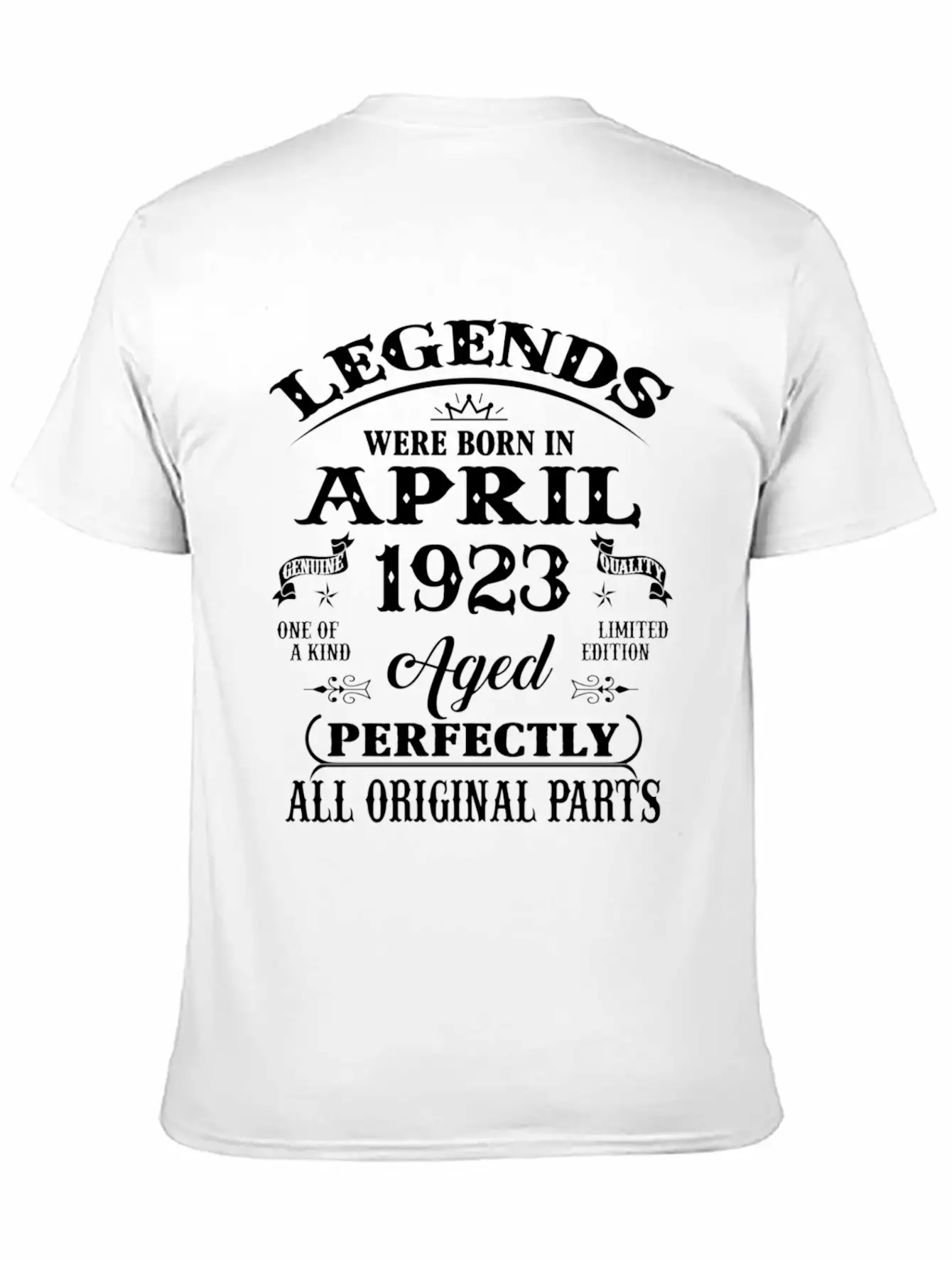 100Th Legends Born In April 1923 100 Yr Old Unisex Short Sleeve Soft Cotton T-Shirt – Casual Everyday Wear