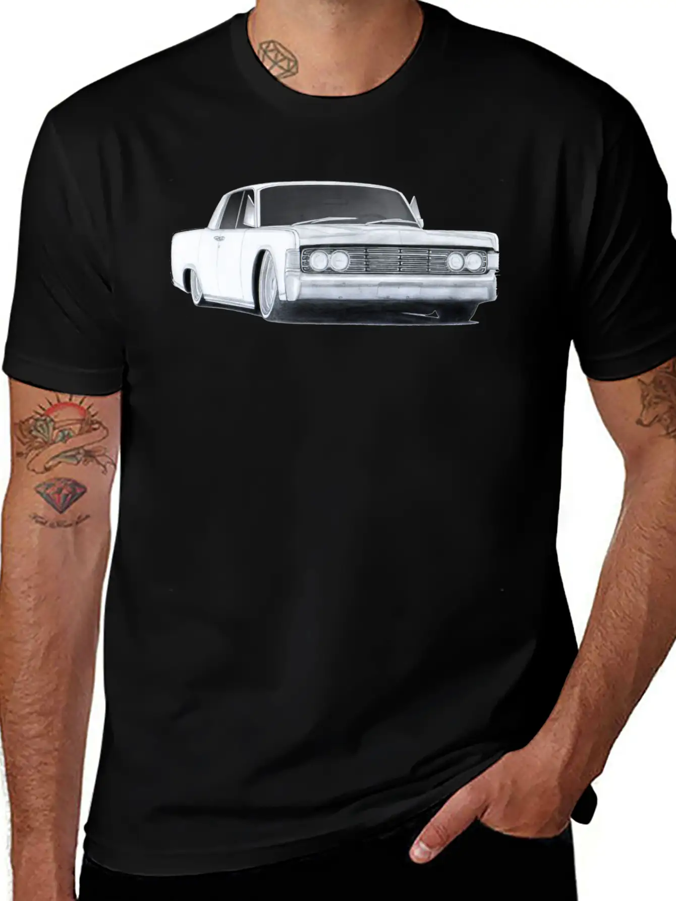 1965 Lincoln Continental Drawing Classic Cotton Tee – Unisex Comfort For Any Season