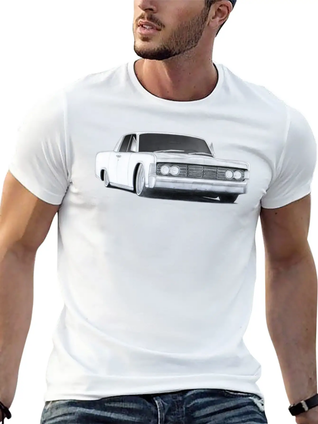 1965 Lincoln Continental Drawing Classic Cotton Tee – Unisex Comfort For Any Season