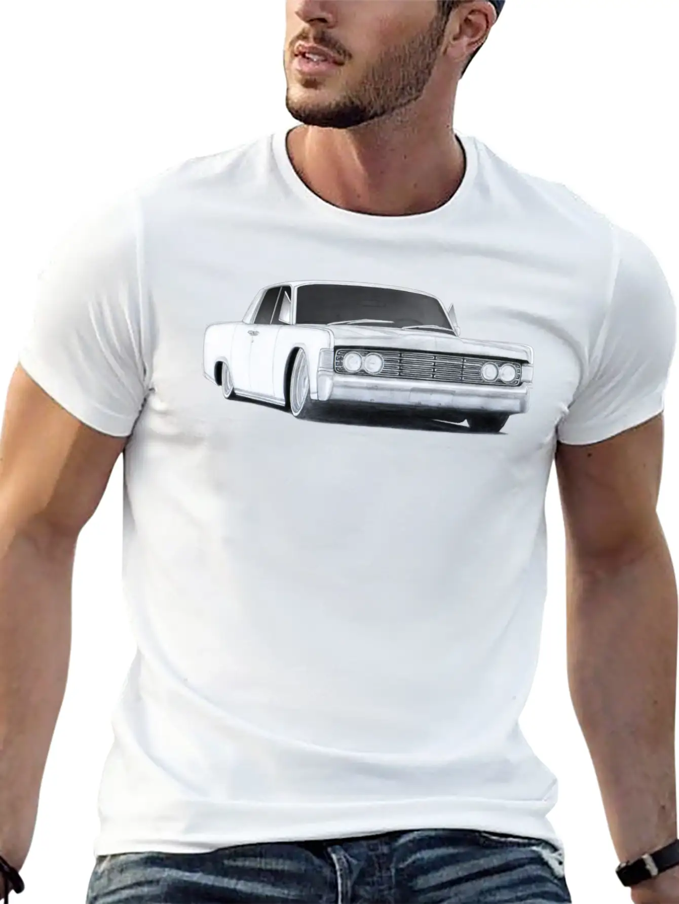1965 Lincoln Continental Drawing Classic Cotton Tee – Unisex Comfort For Any Season