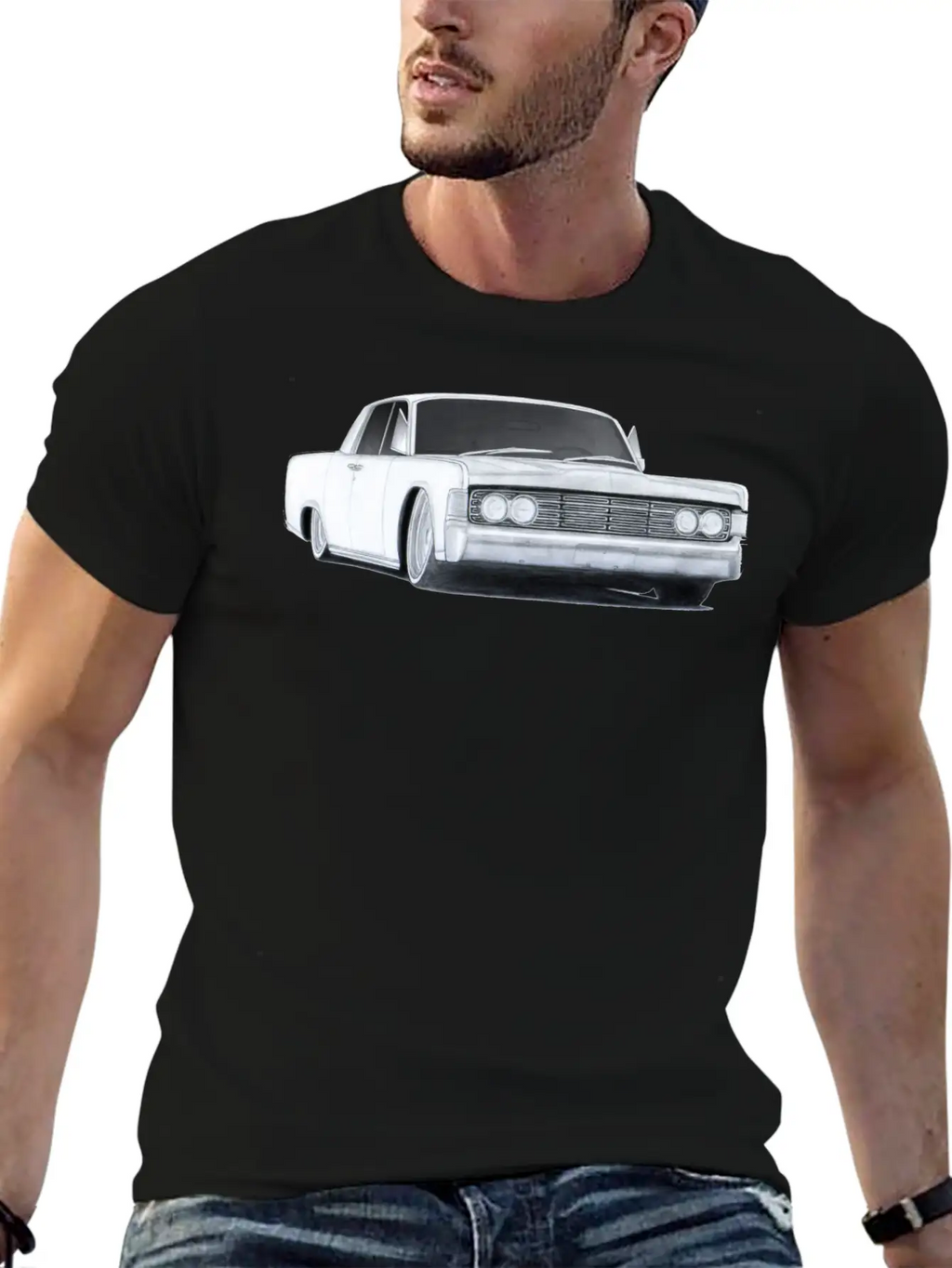 1965 Lincoln Continental Drawing Classic Cotton Tee – Unisex Comfort For Any Season