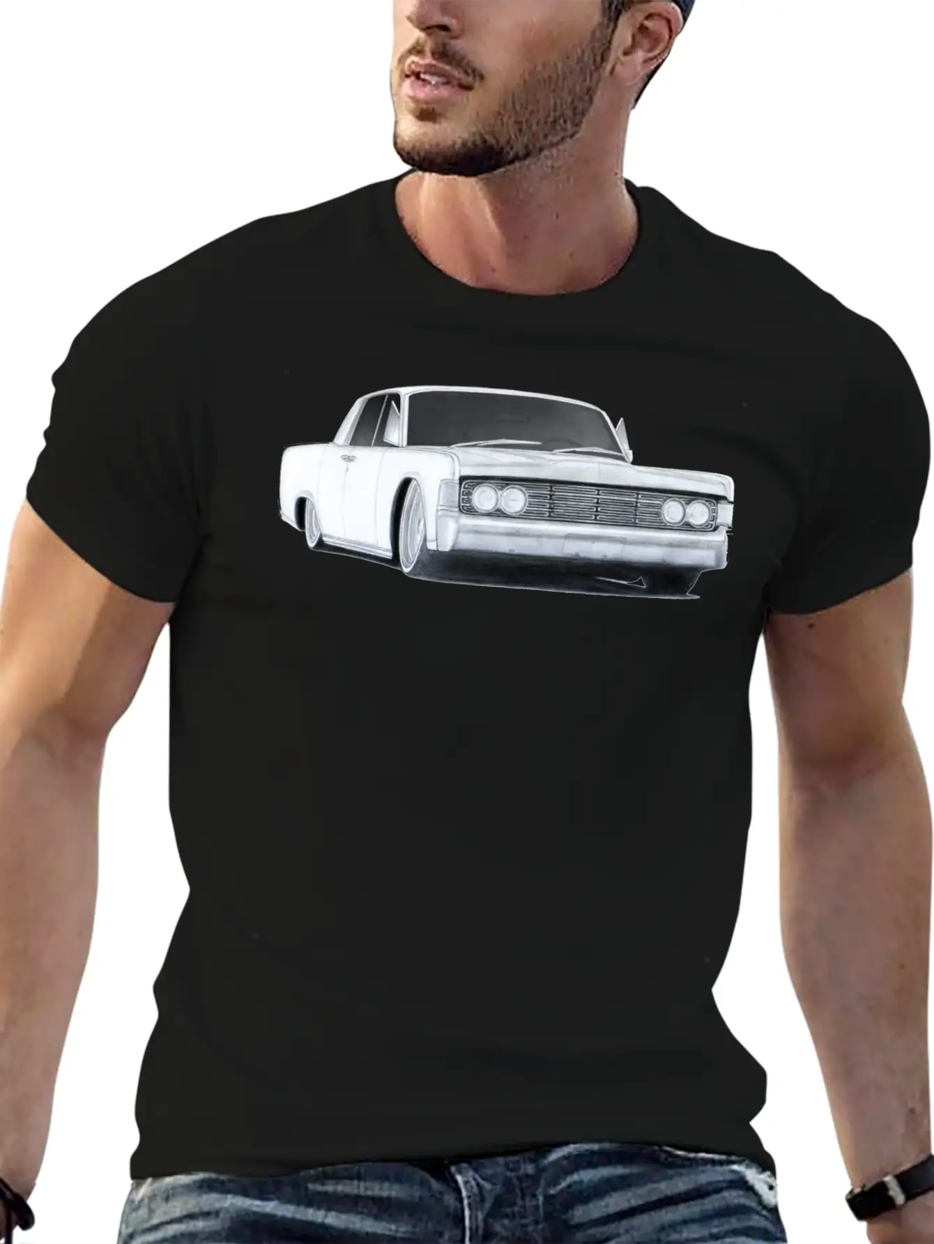 1965 Lincoln Continental Drawing Classic Cotton Tee – Unisex Comfort For Any Season