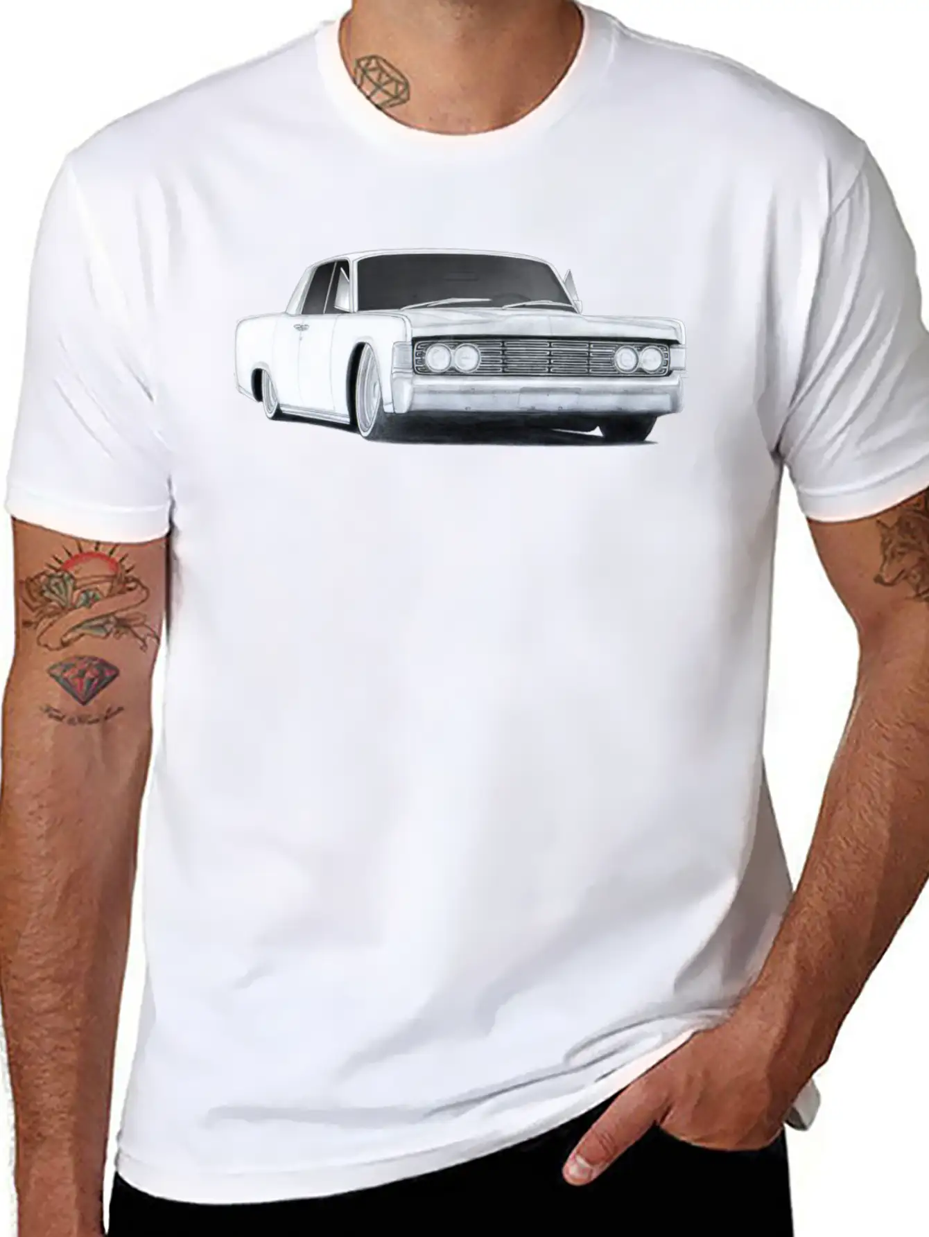 1965 Lincoln Continental Drawing Classic Cotton Tee – Unisex Comfort For Any Season