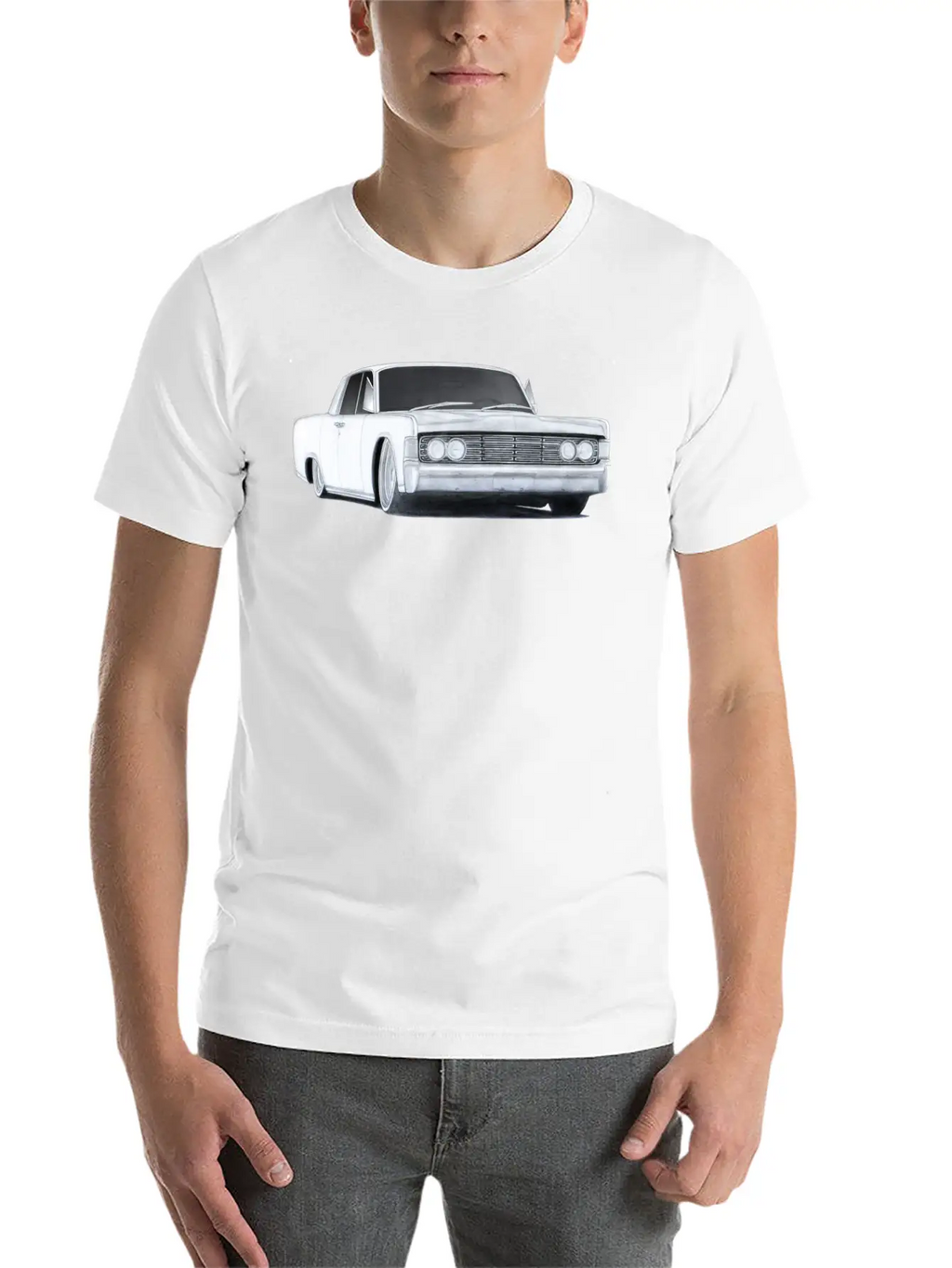 1965 Lincoln Continental Drawing Classic Cotton Tee – Unisex Comfort For Any Season