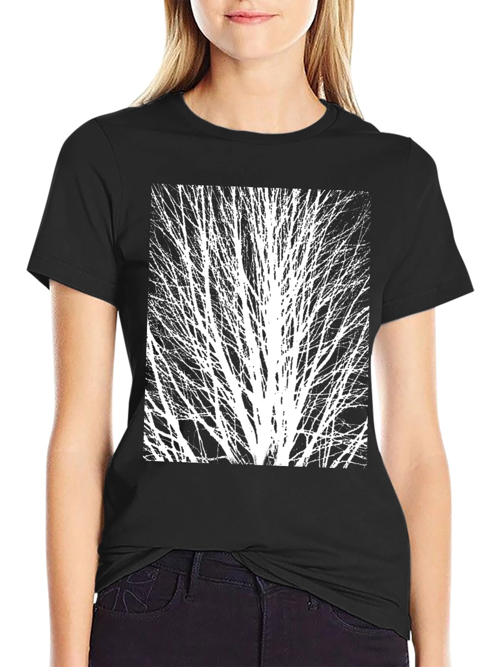 Abstract Tree Graphic Black Tee