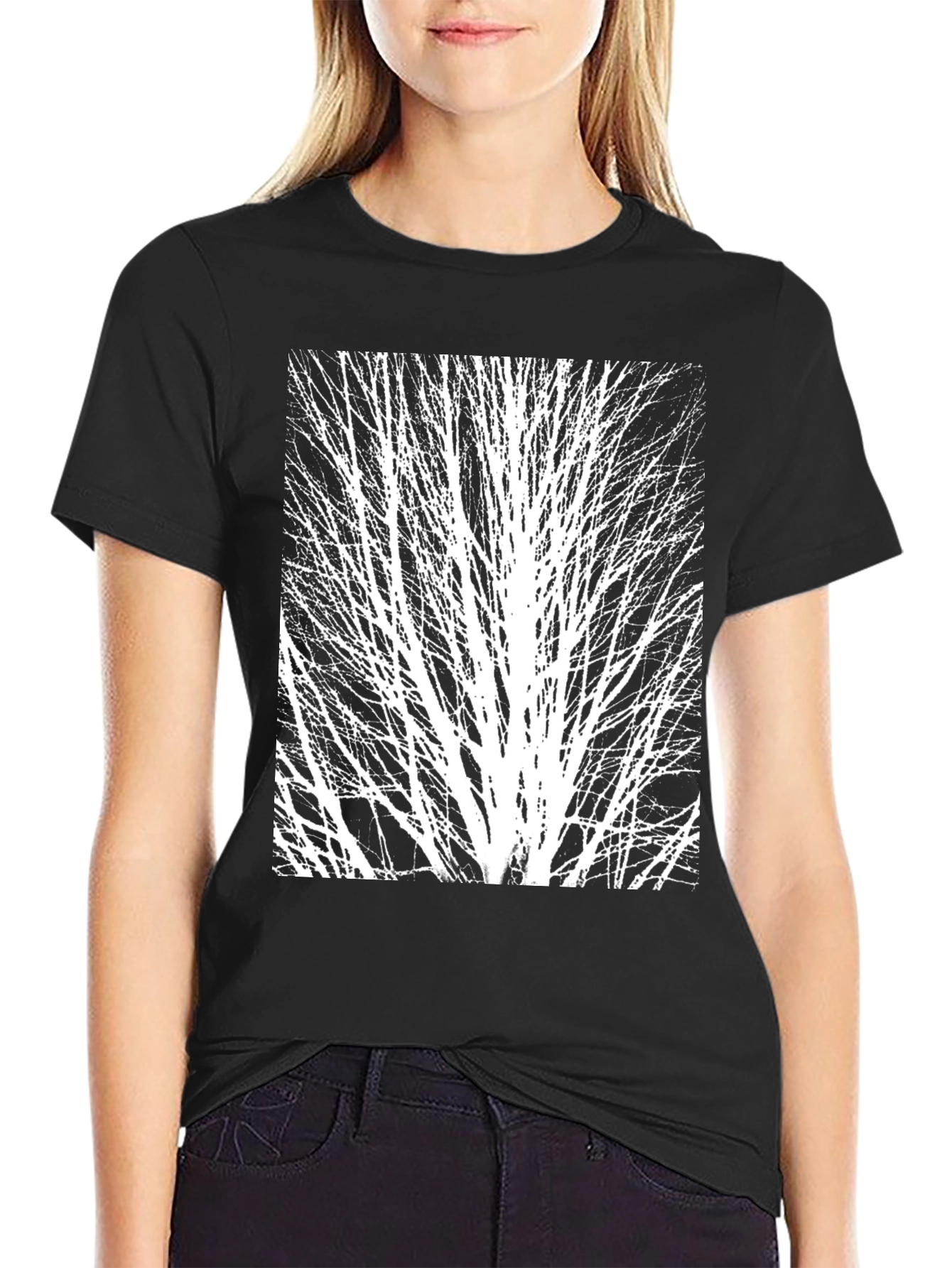 Abstract Tree Graphic Black Tee