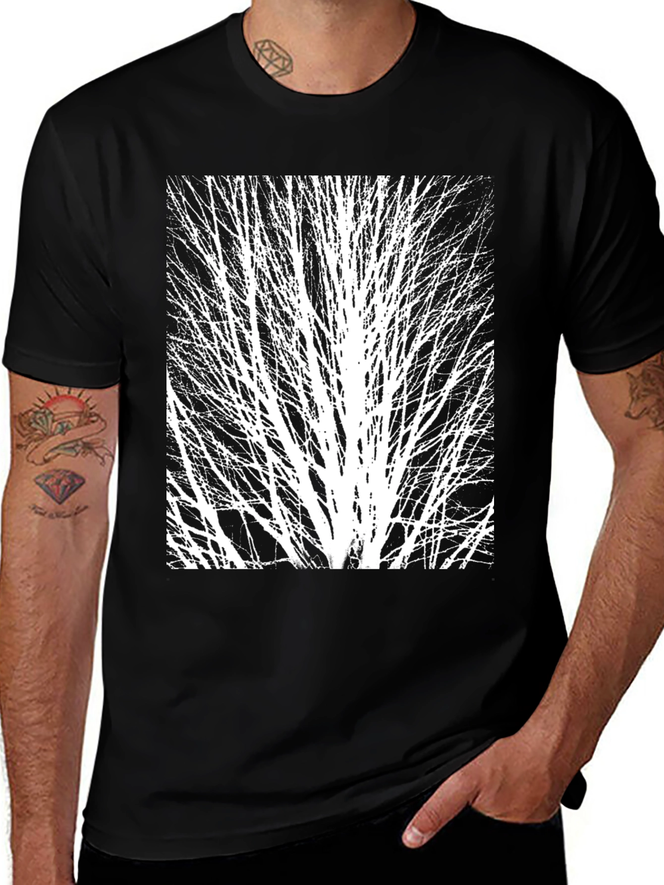 Abstract Tree Graphic Black Tee
