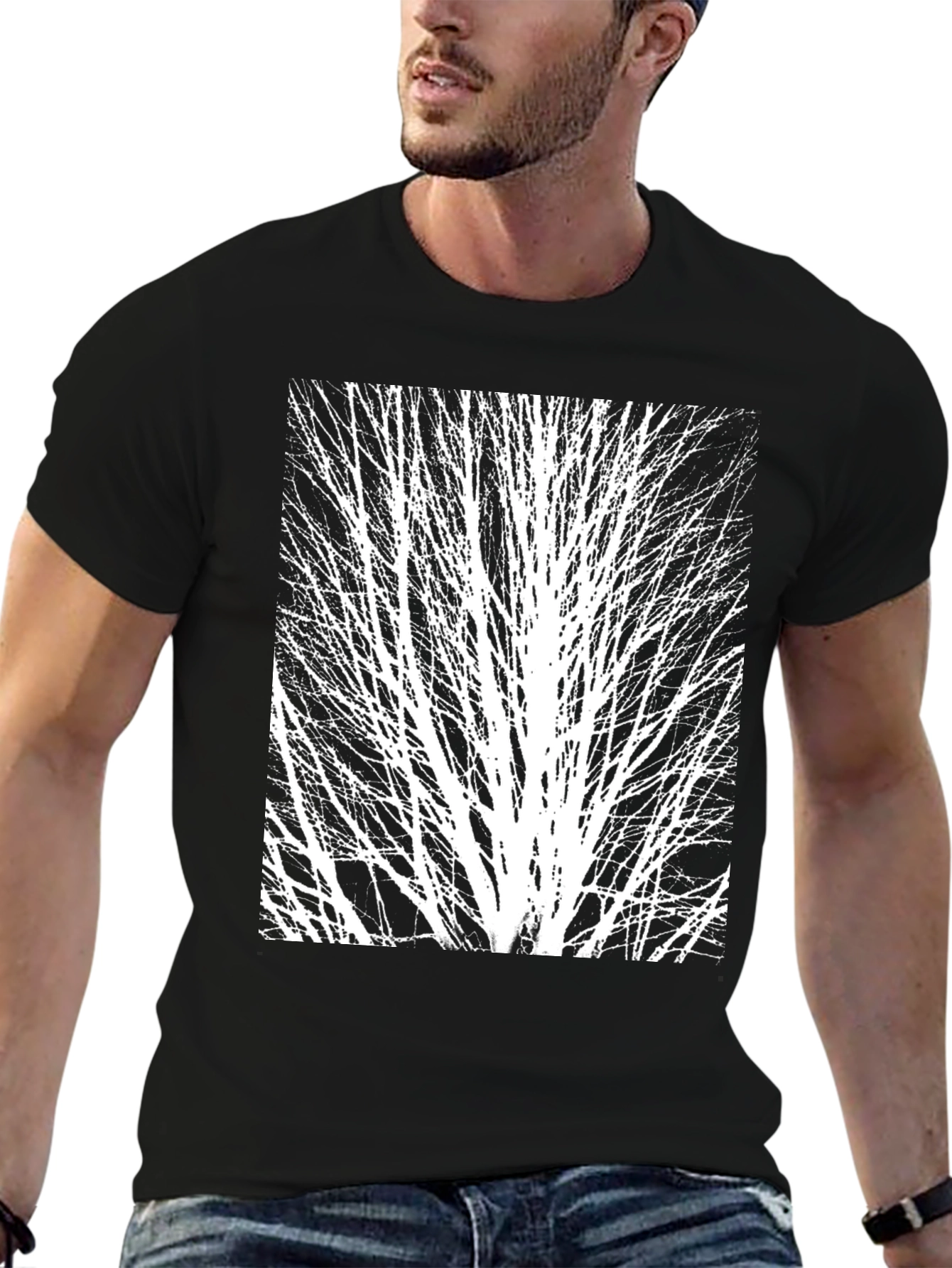Abstract Tree Graphic Black Tee