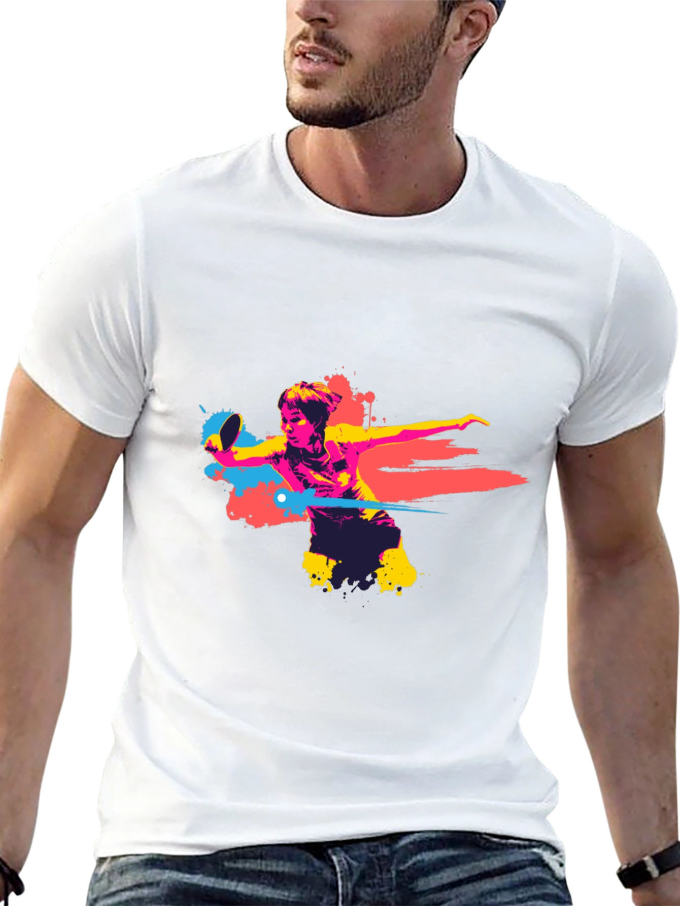 Abstract Table Tennis Player Graphic T-Shirt