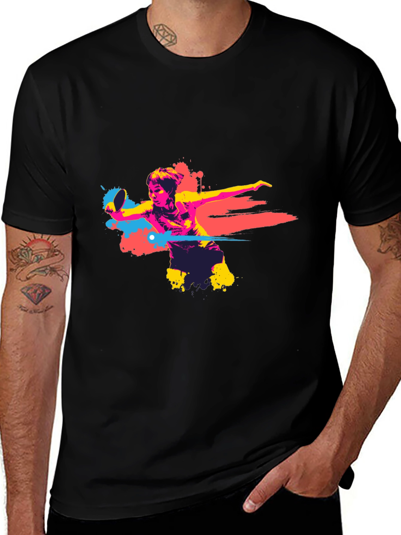 Abstract Table Tennis Player Graphic T-Shirt