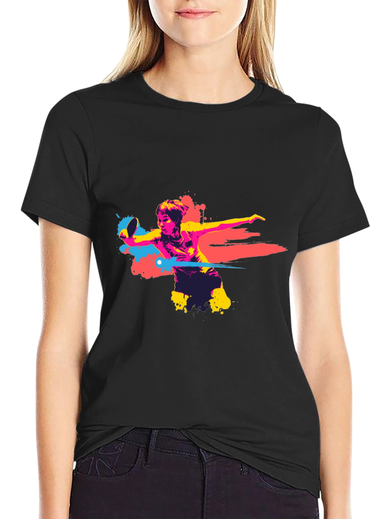 Abstract Table Tennis Player Graphic T-Shirt