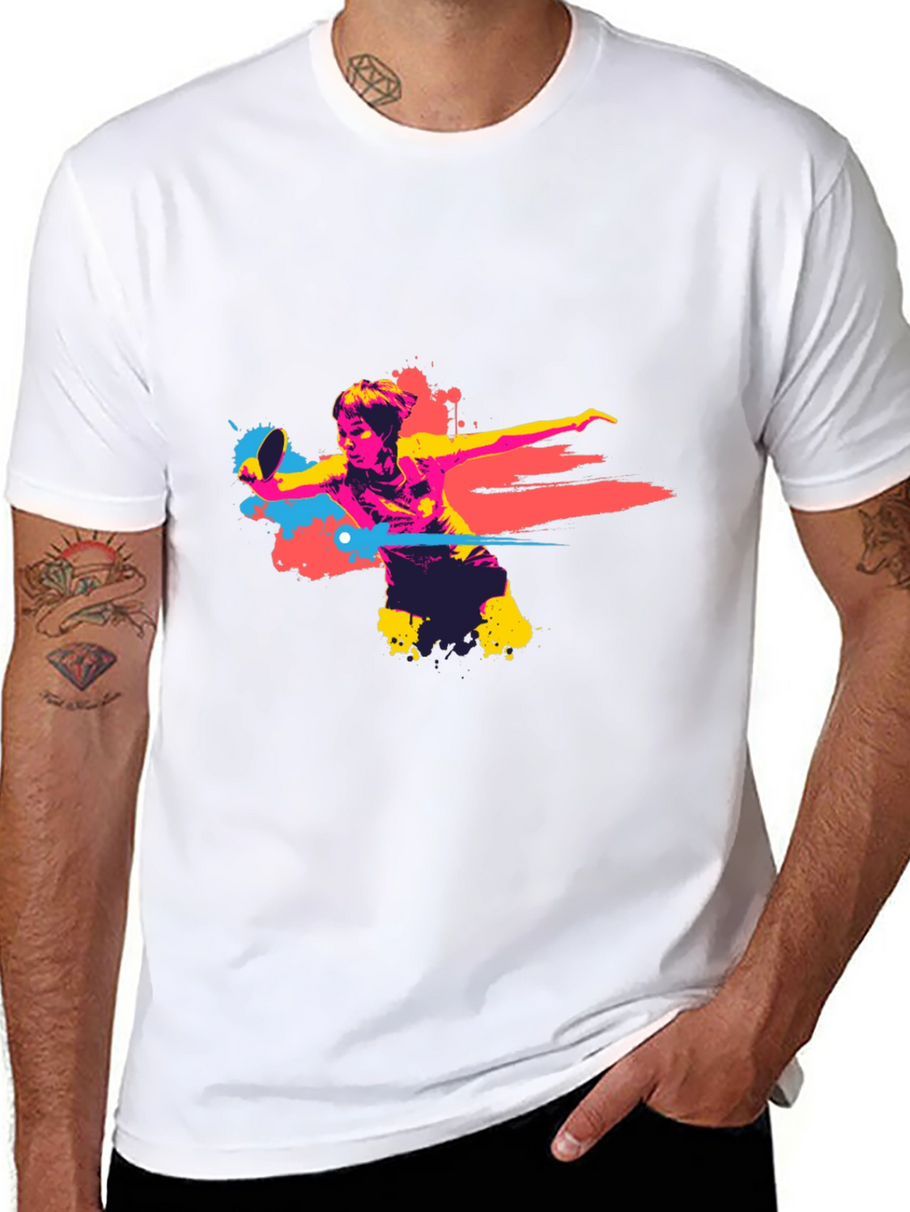 Abstract Table Tennis Player Graphic T-Shirt