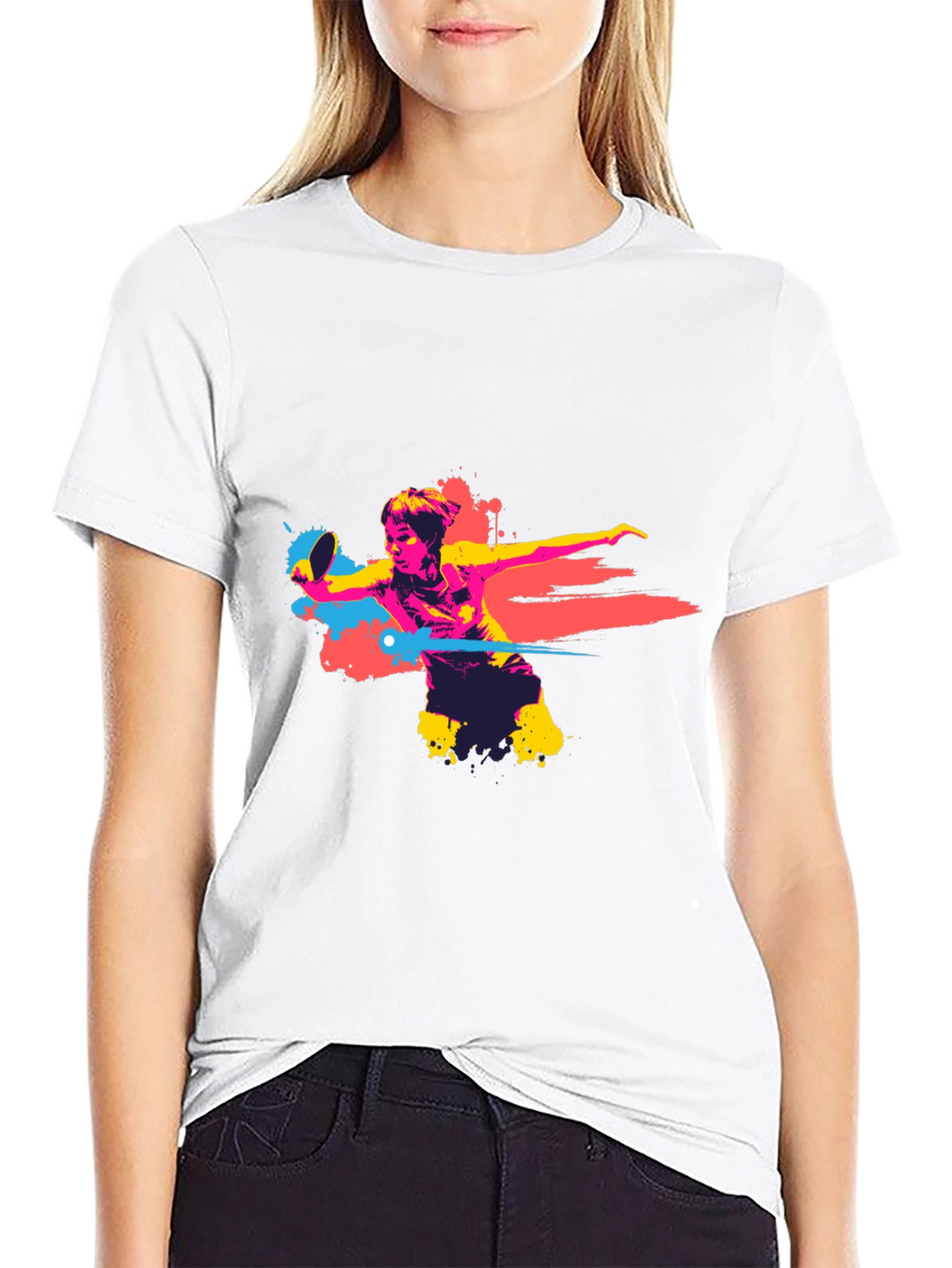 Abstract Table Tennis Player Graphic T-Shirt