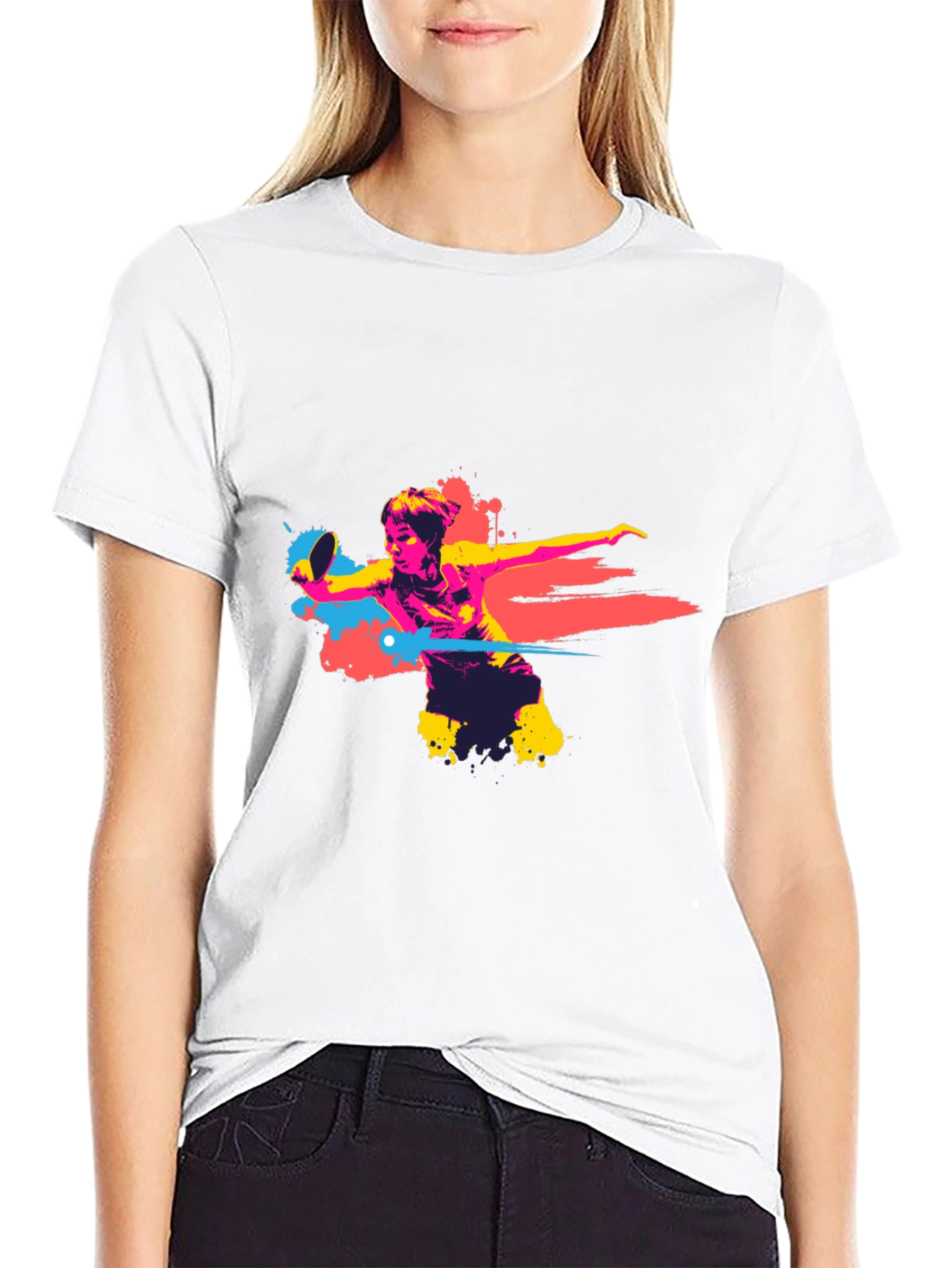 Abstract Table Tennis Player Graphic T-Shirt