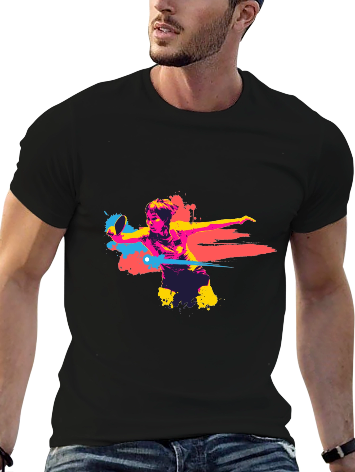 Abstract Table Tennis Player Graphic T-Shirt
