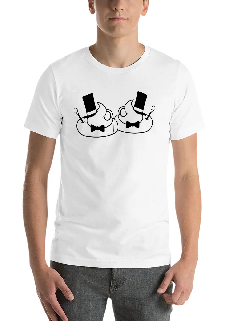 2 Friends Team Sir Mr Gentlemen Cylinder Hat Monoc Unisex Short Sleeve Soft Cotton T-Shirt – Casual Everyday Wear