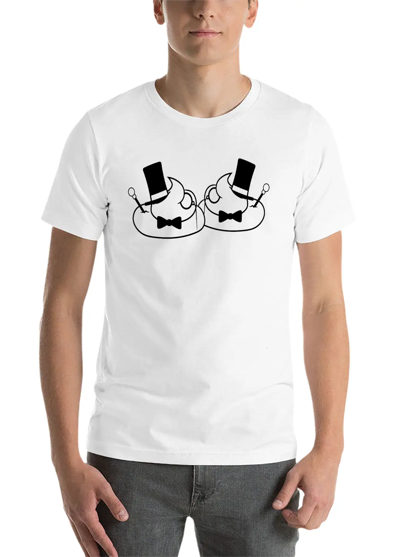 2 Friends Team Sir Mr Gentlemen Cylinder Hat Monoc Unisex Short Sleeve Soft Cotton T-Shirt – Casual Everyday Wear