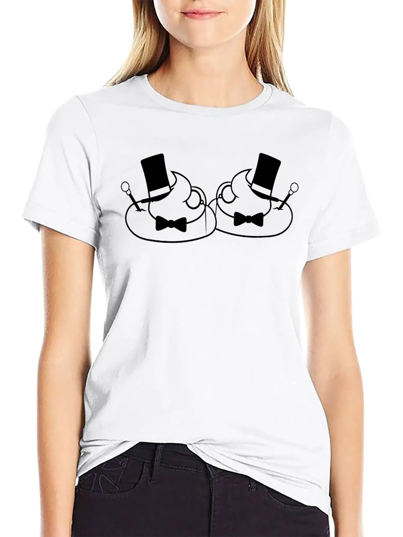 2 Friends Team Sir Mr Gentlemen Cylinder Hat Monoc Unisex Short Sleeve Soft Cotton T-Shirt – Casual Everyday Wear