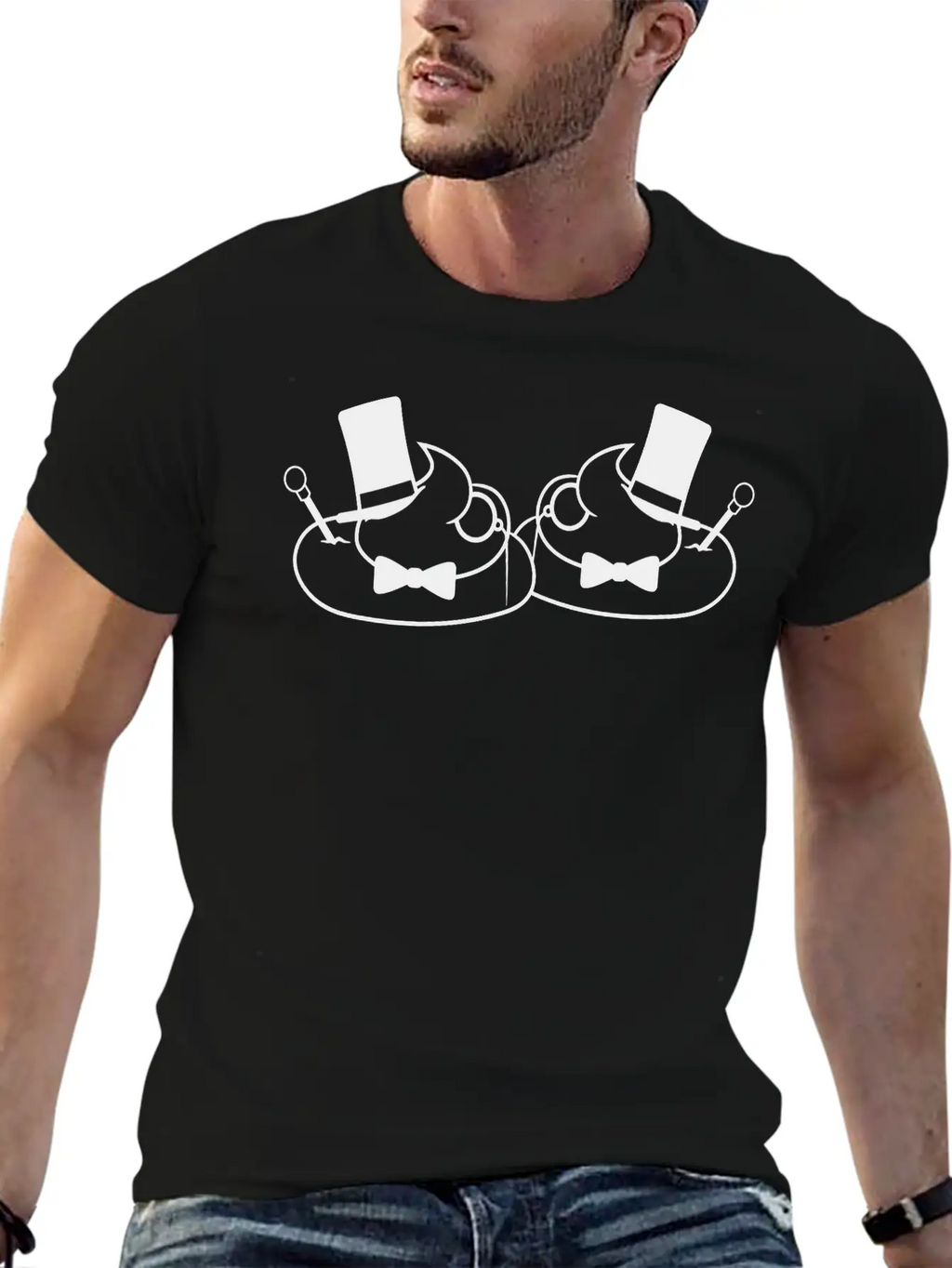 2 Friends Team Sir Mr Gentlemen Cylinder Hat Monoc Unisex Short Sleeve Soft Cotton T-Shirt – Casual Everyday Wear